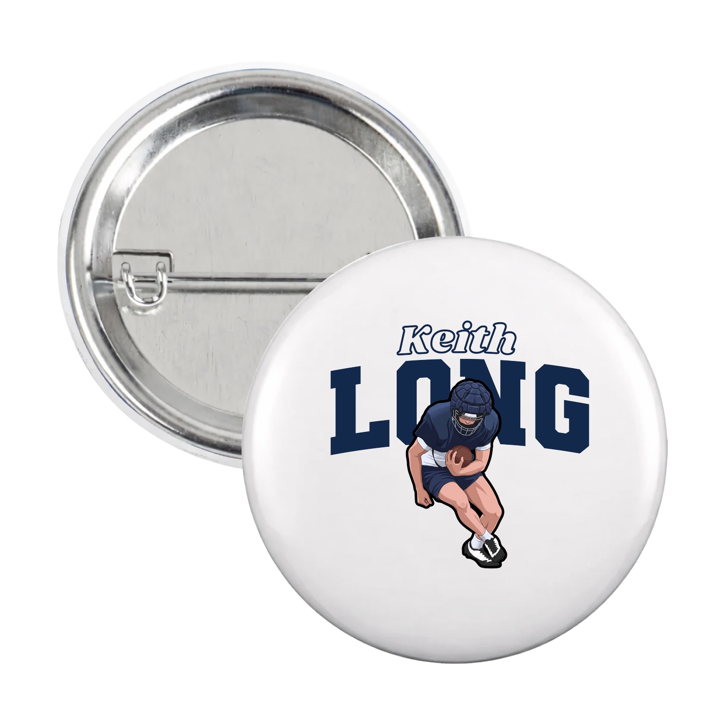 Game Day Button — Name Arch in White