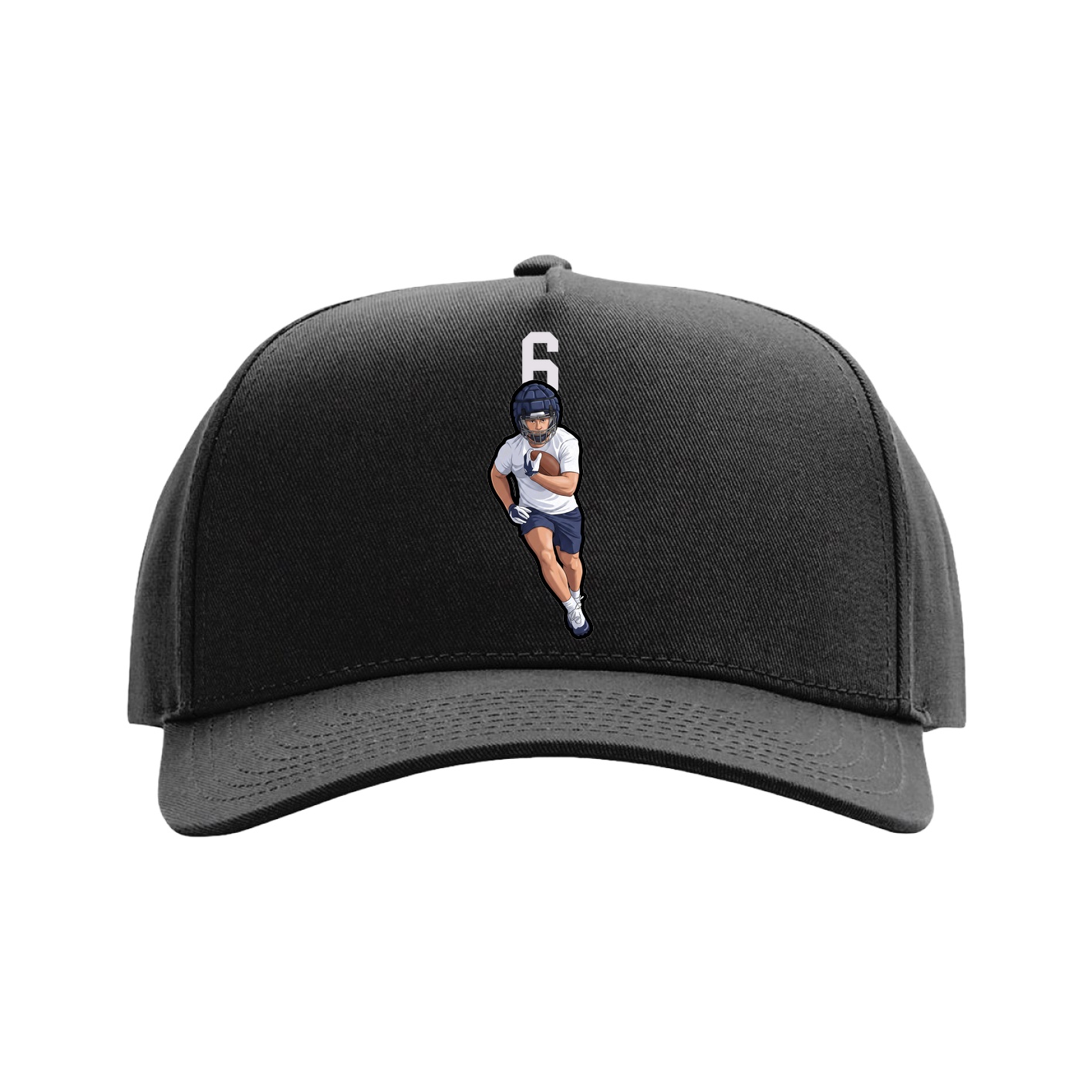 Full Fabric Five-Panel Champ Cap — Number Top in Black