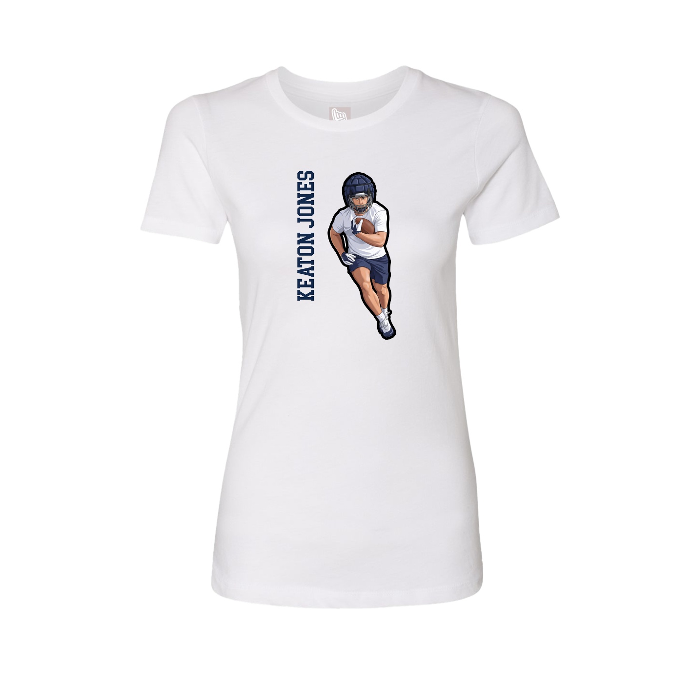 Fitted Women's Tee — Name Vertical in White