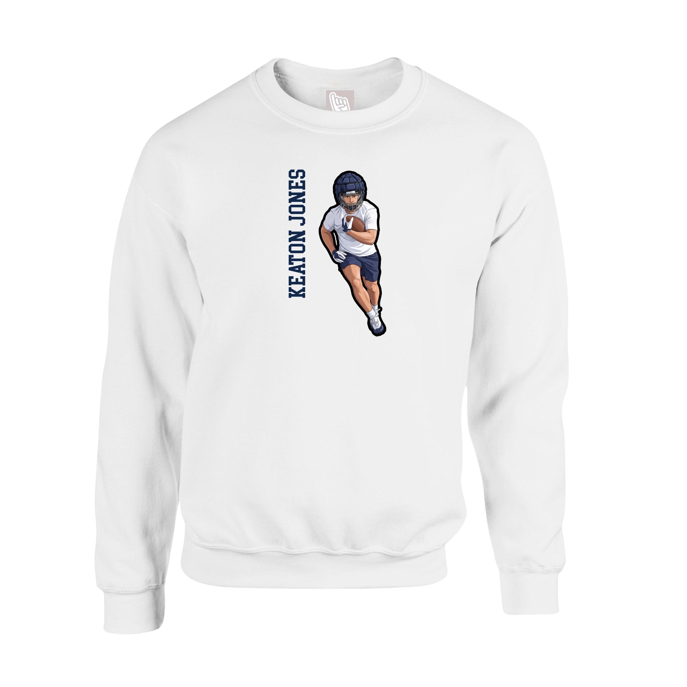 Fleece Crew — Name Vertical in White