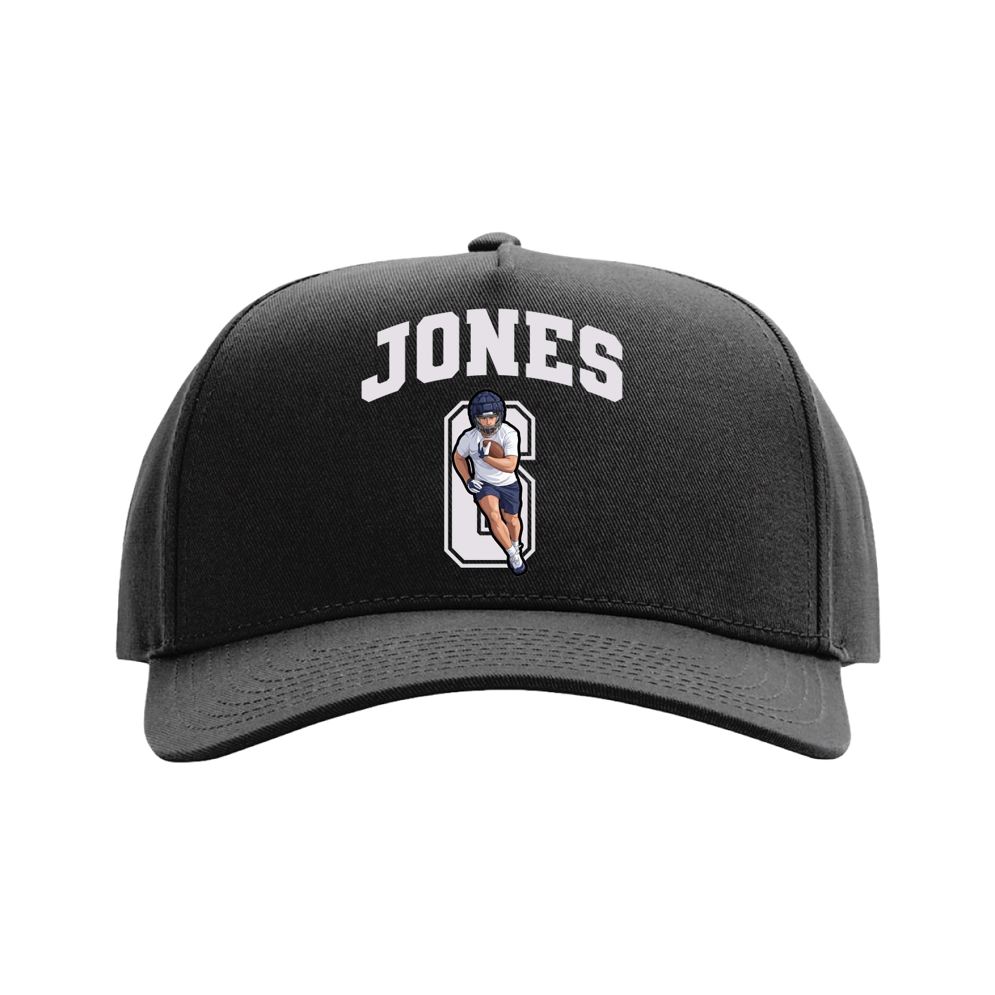 Full Fabric Five-Panel Champ Cap — Number in Black