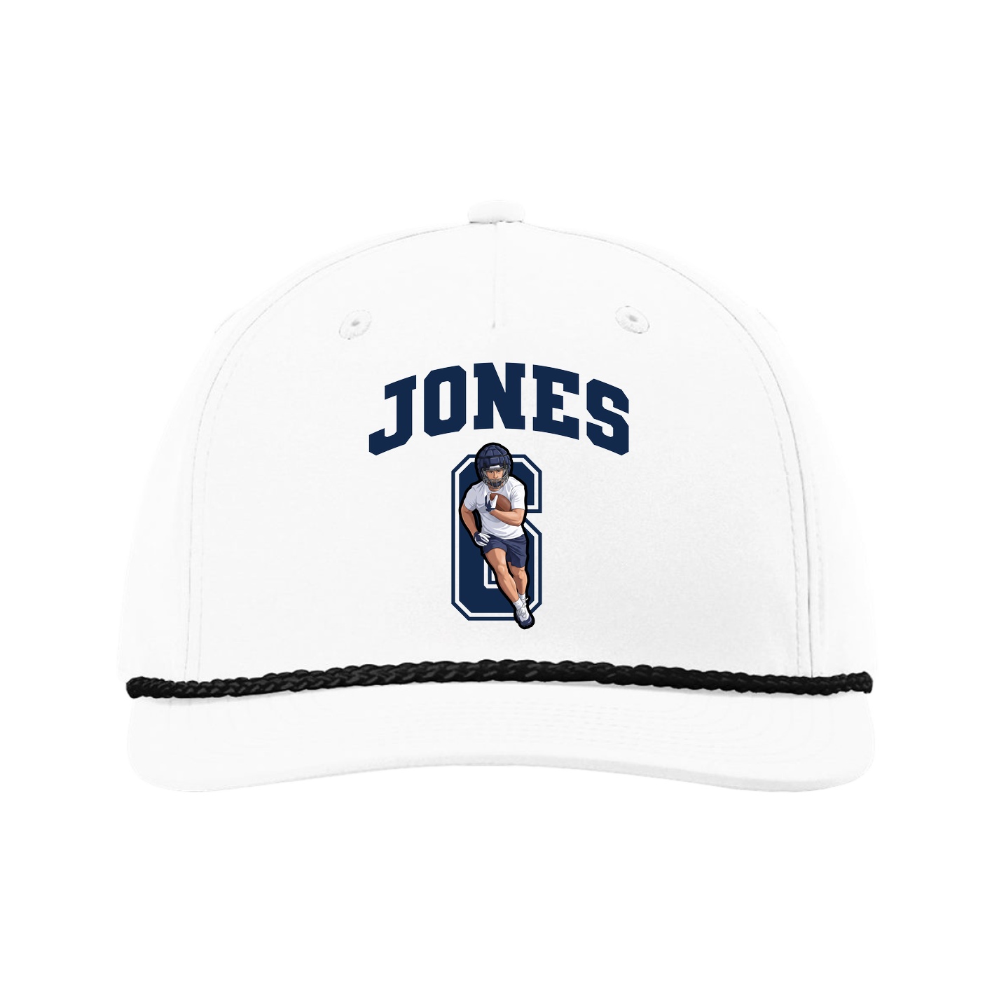 Five-Panel Classic Rope Cap — Number in White