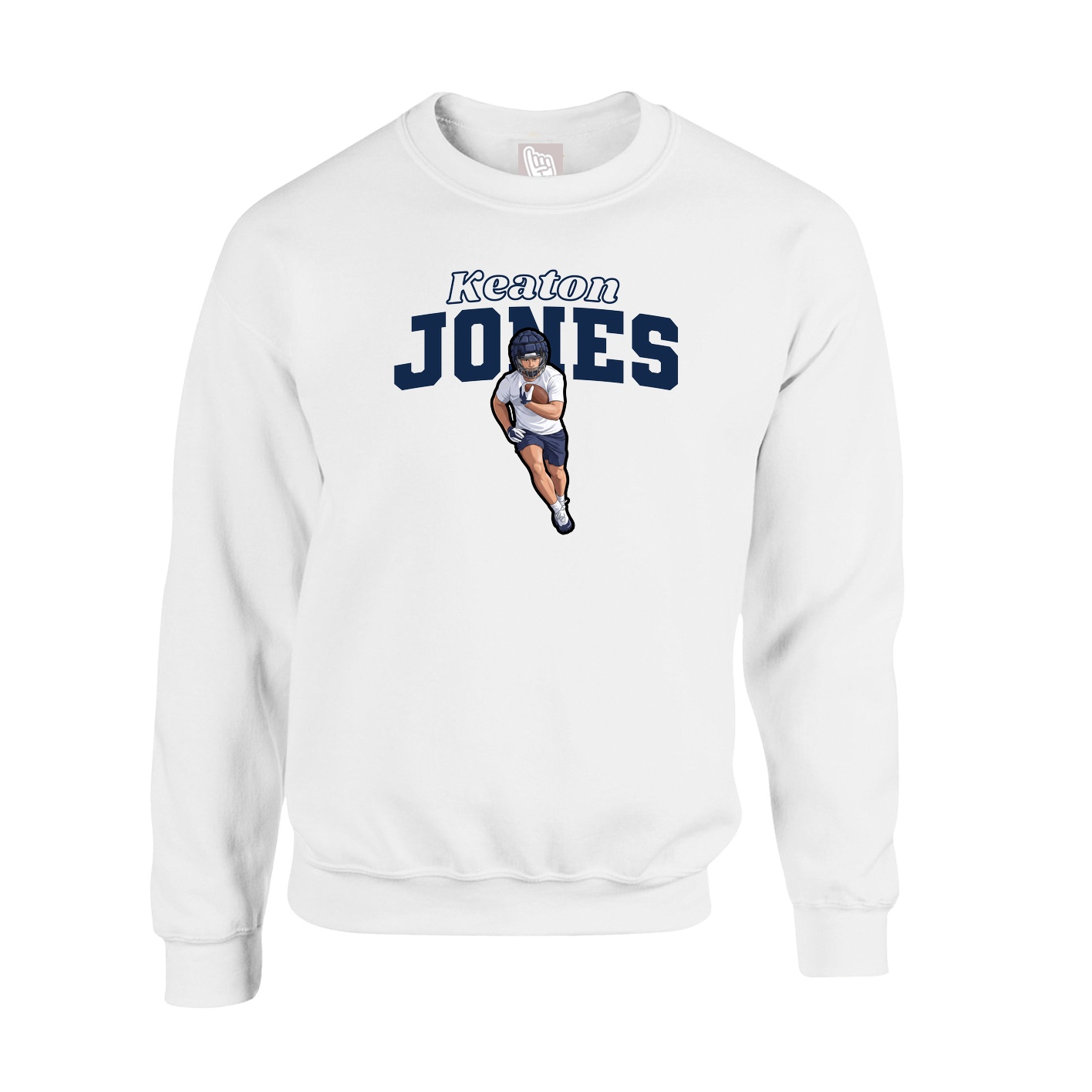 Fleece Crew — Name Arch in White