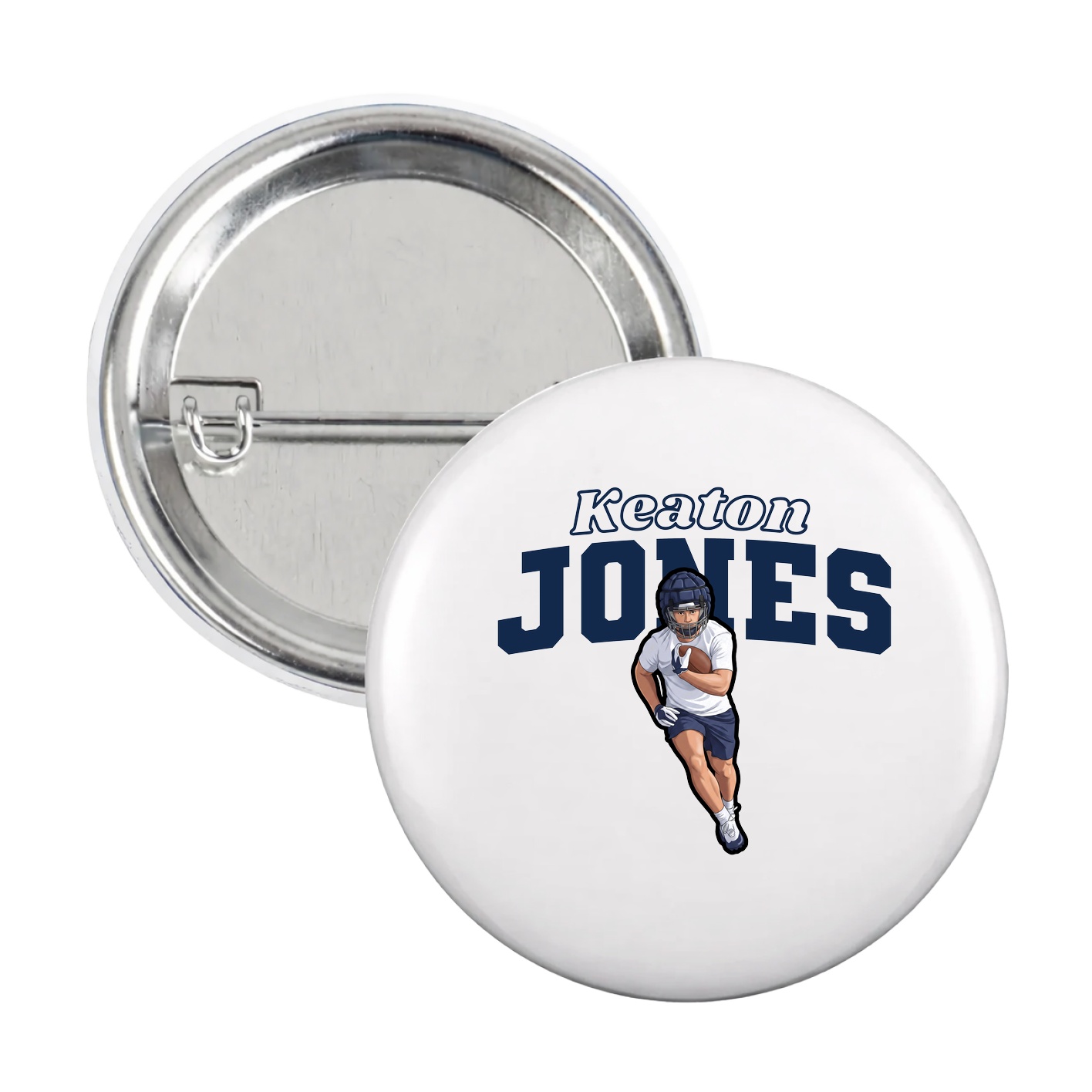 Game Day Button — Name Arch in White