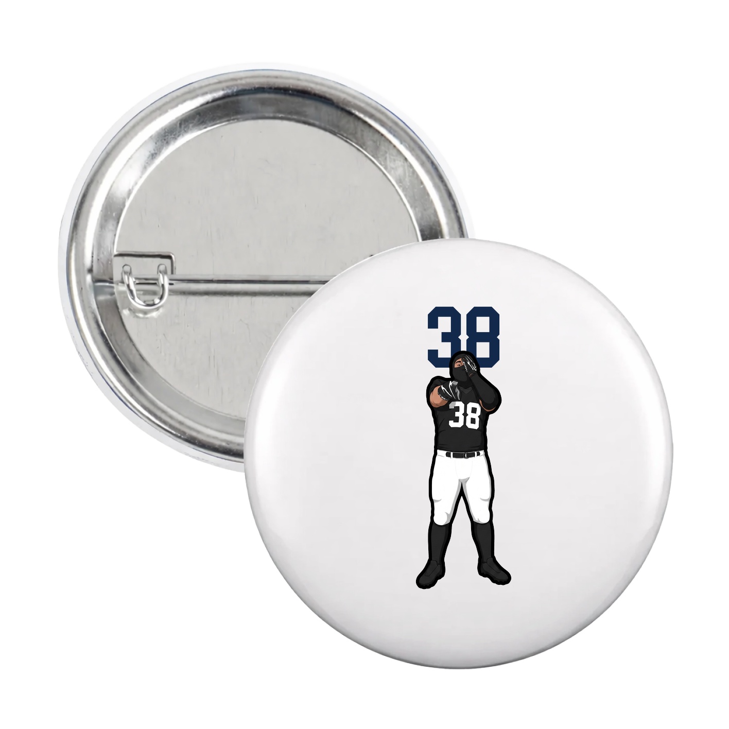 Game Day Button — Number Top in White