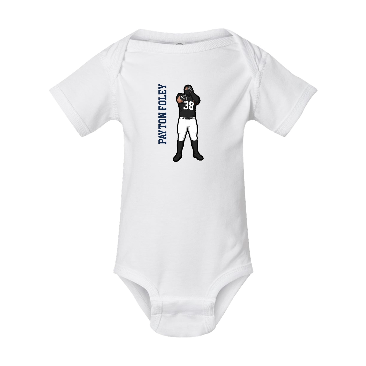 Baby Onesie — Name Vertical in White