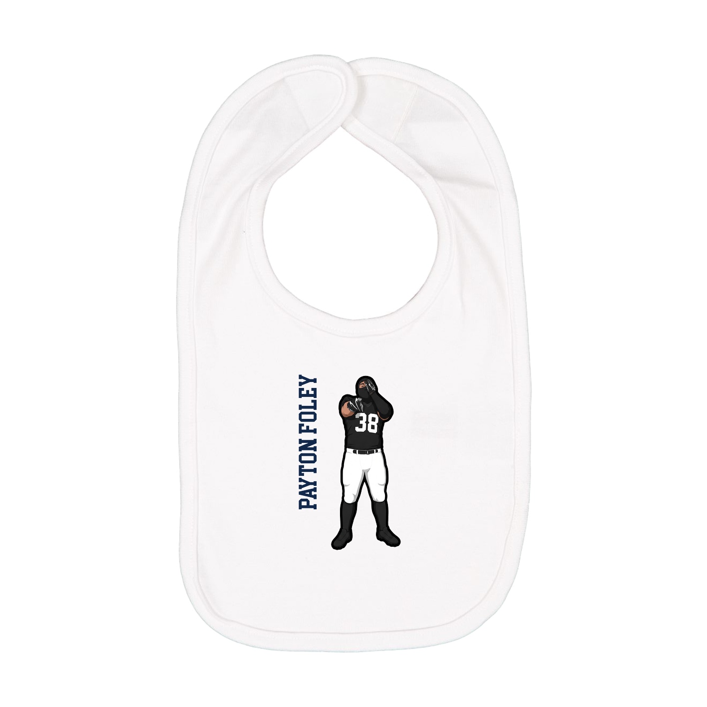 Infant Bib — Name Vertical in White