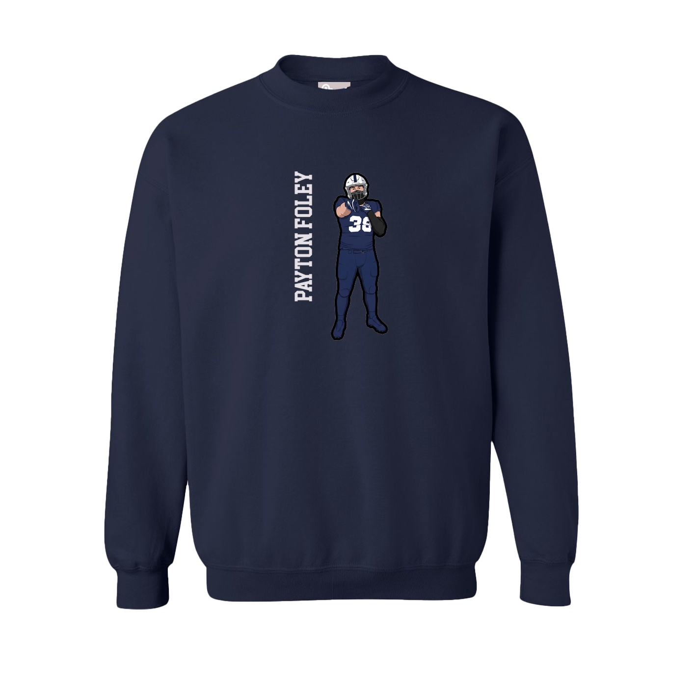 Fleece Crew — Name Vertical in Navy