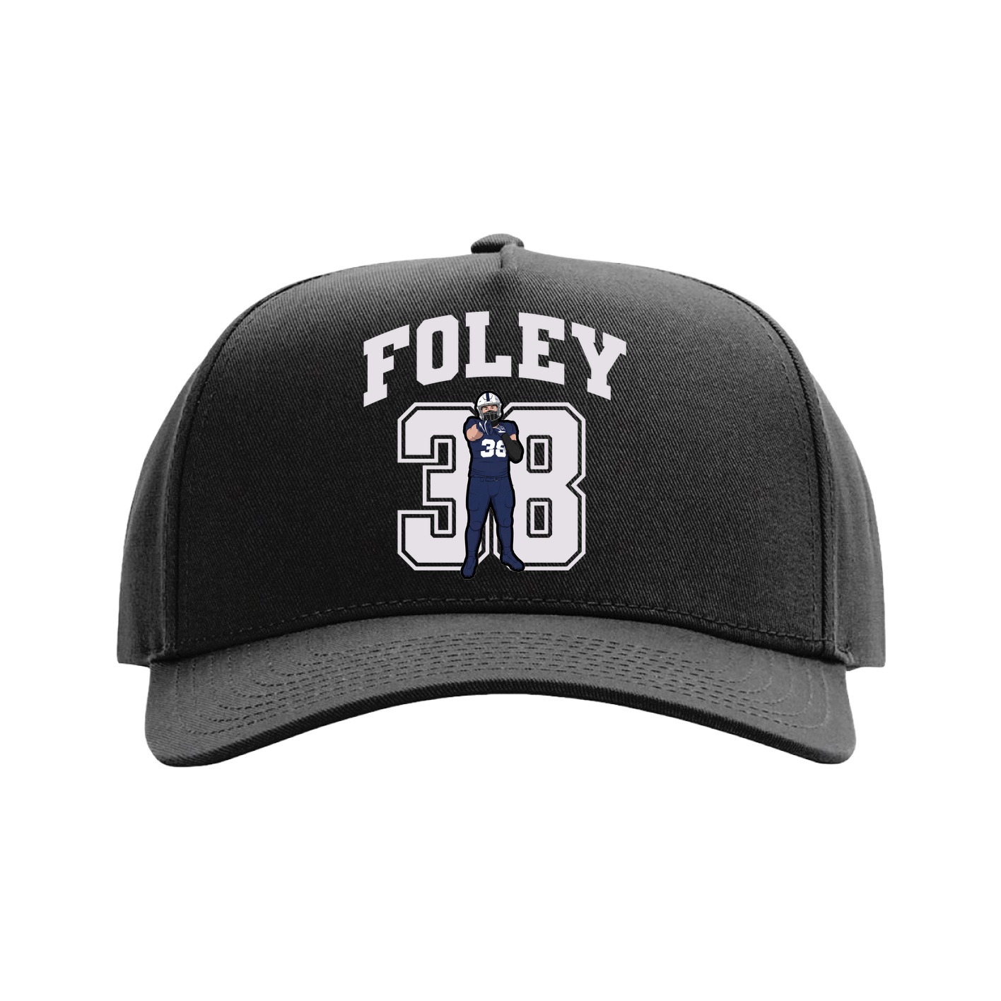 Full Fabric Five-Panel Champ Cap — Number in Black