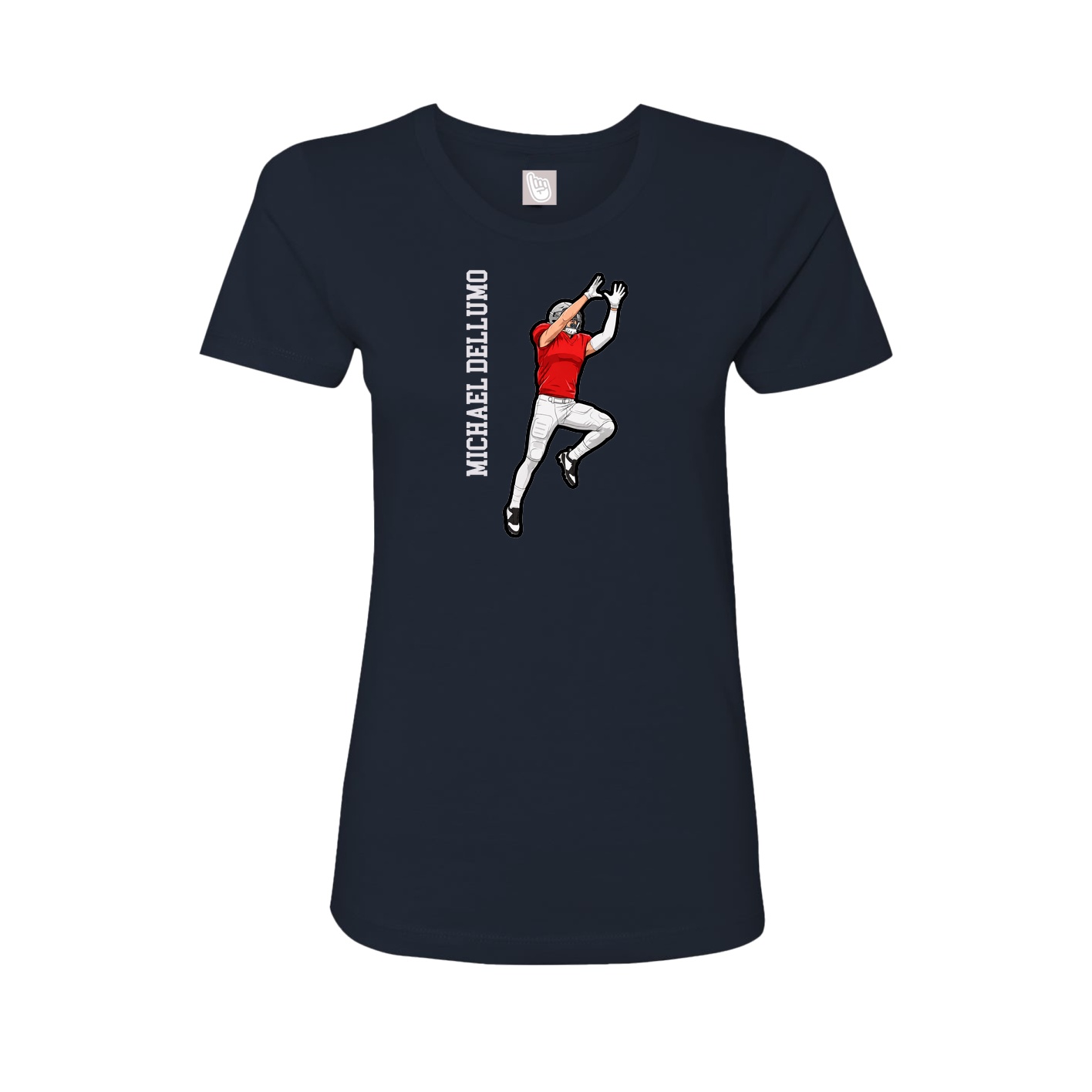 Fitted Women's Tee — Name Vertical in Navy