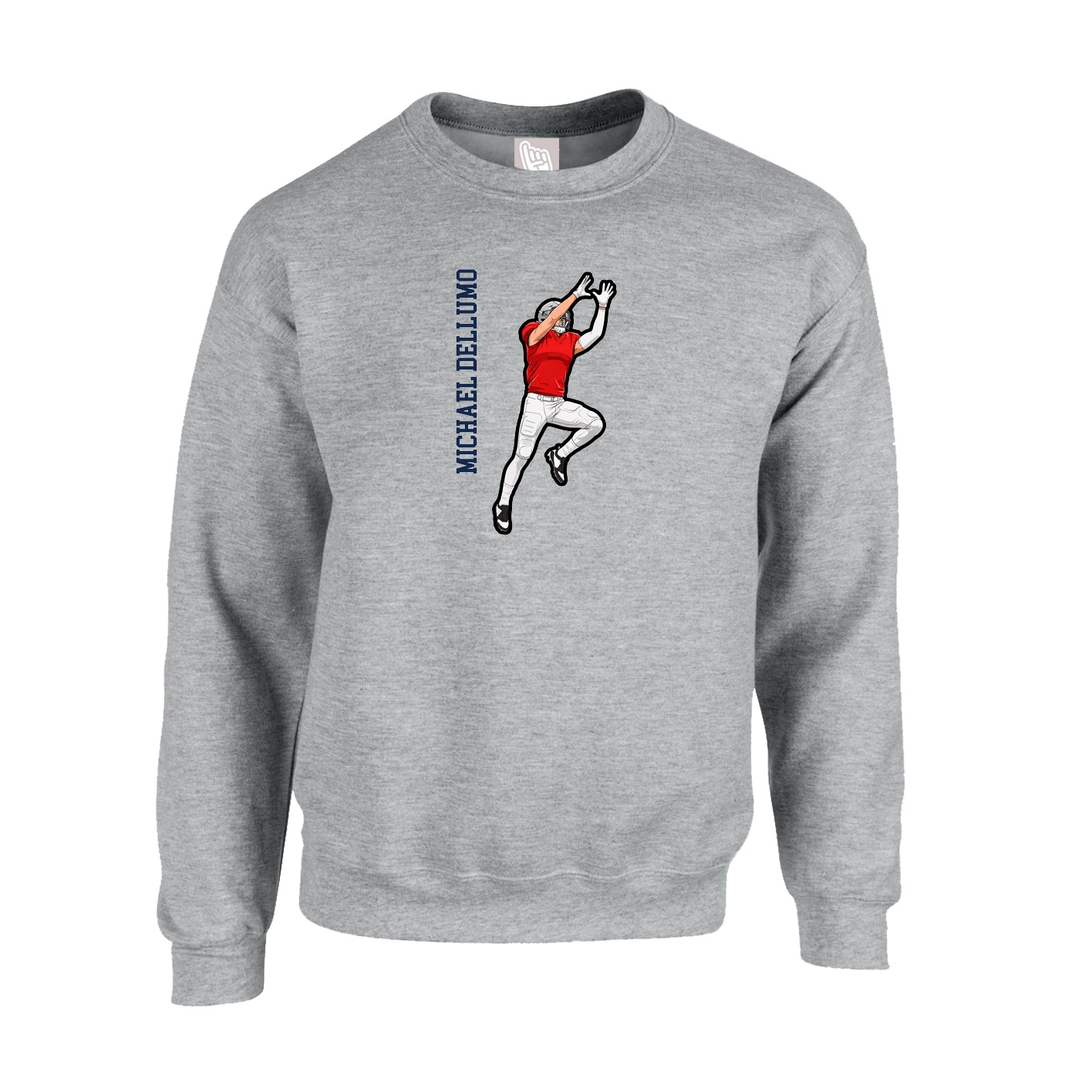 Fleece Crew — Name Vertical in Grey