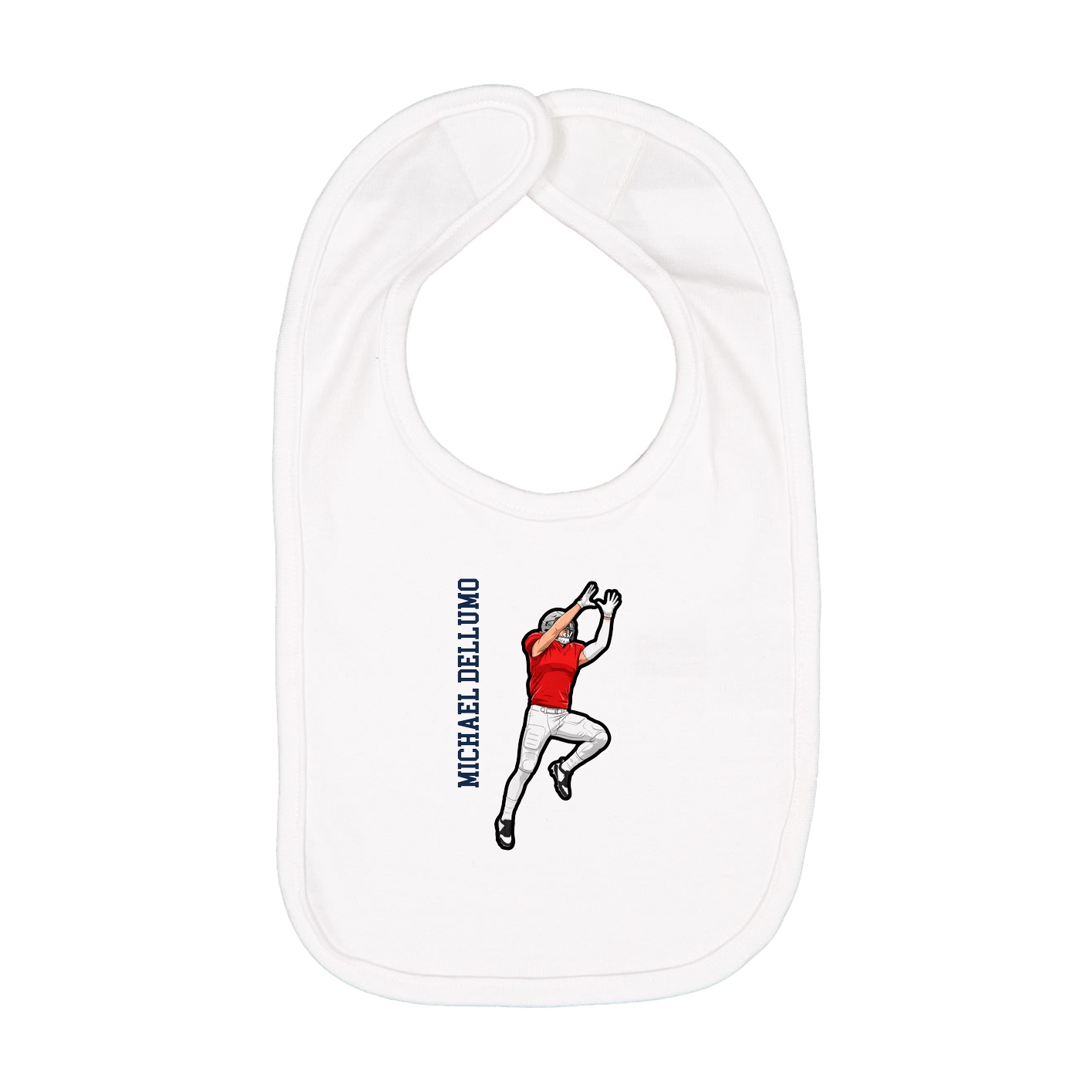 Infant Bib — Name Vertical in White