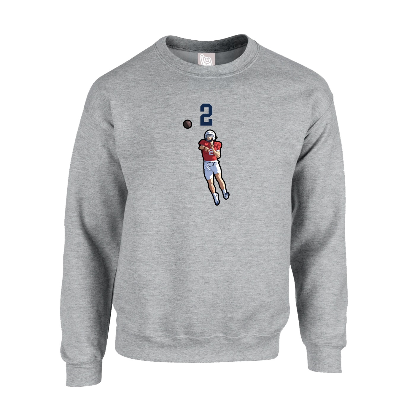 Fleece Crew — Number Top in Grey