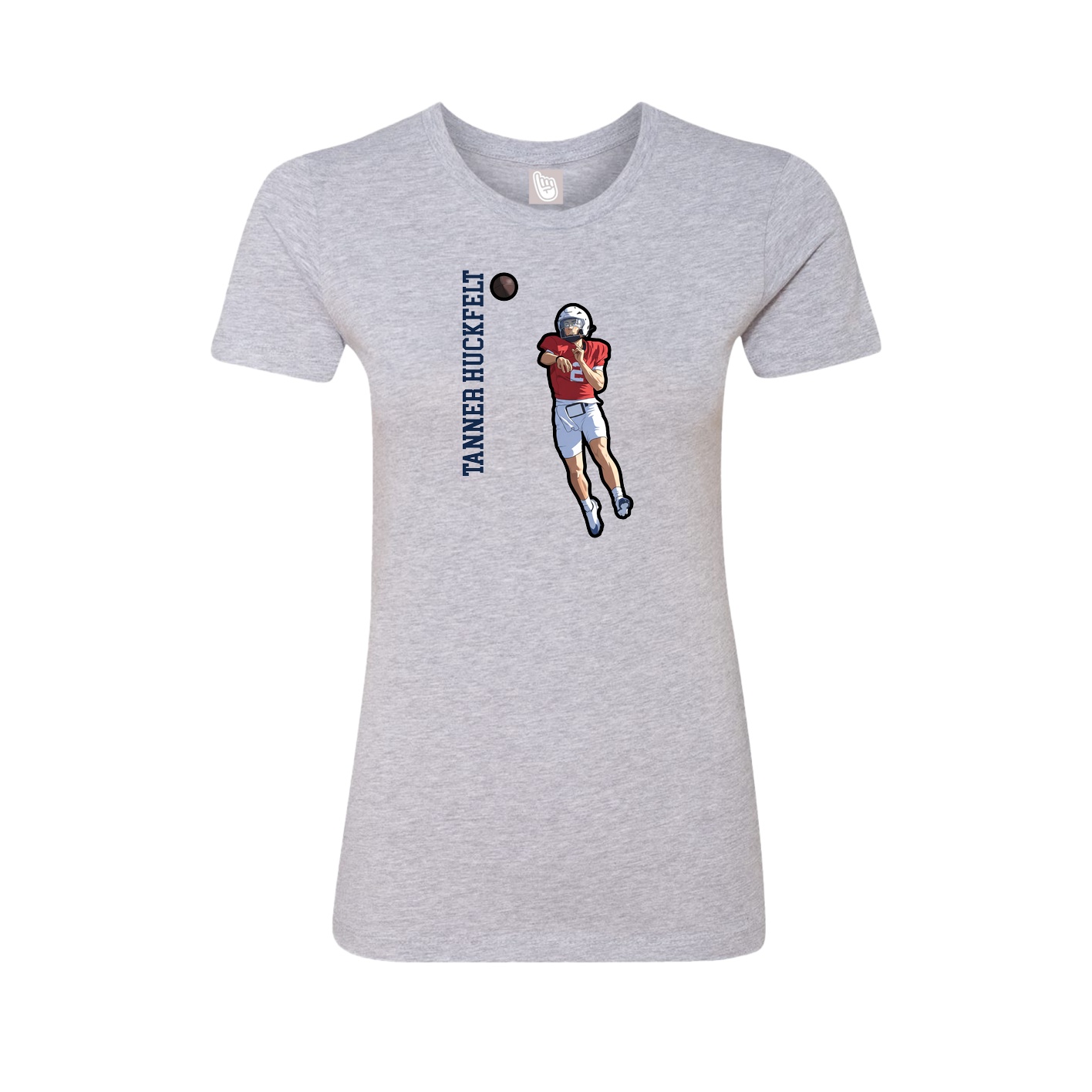Womens Tee — Name Vertical in Grey