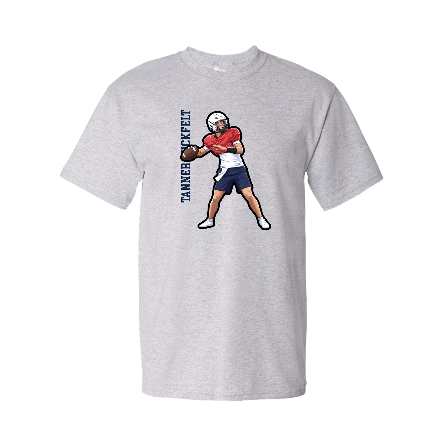 Youth Tee — Name Vertical in Grey