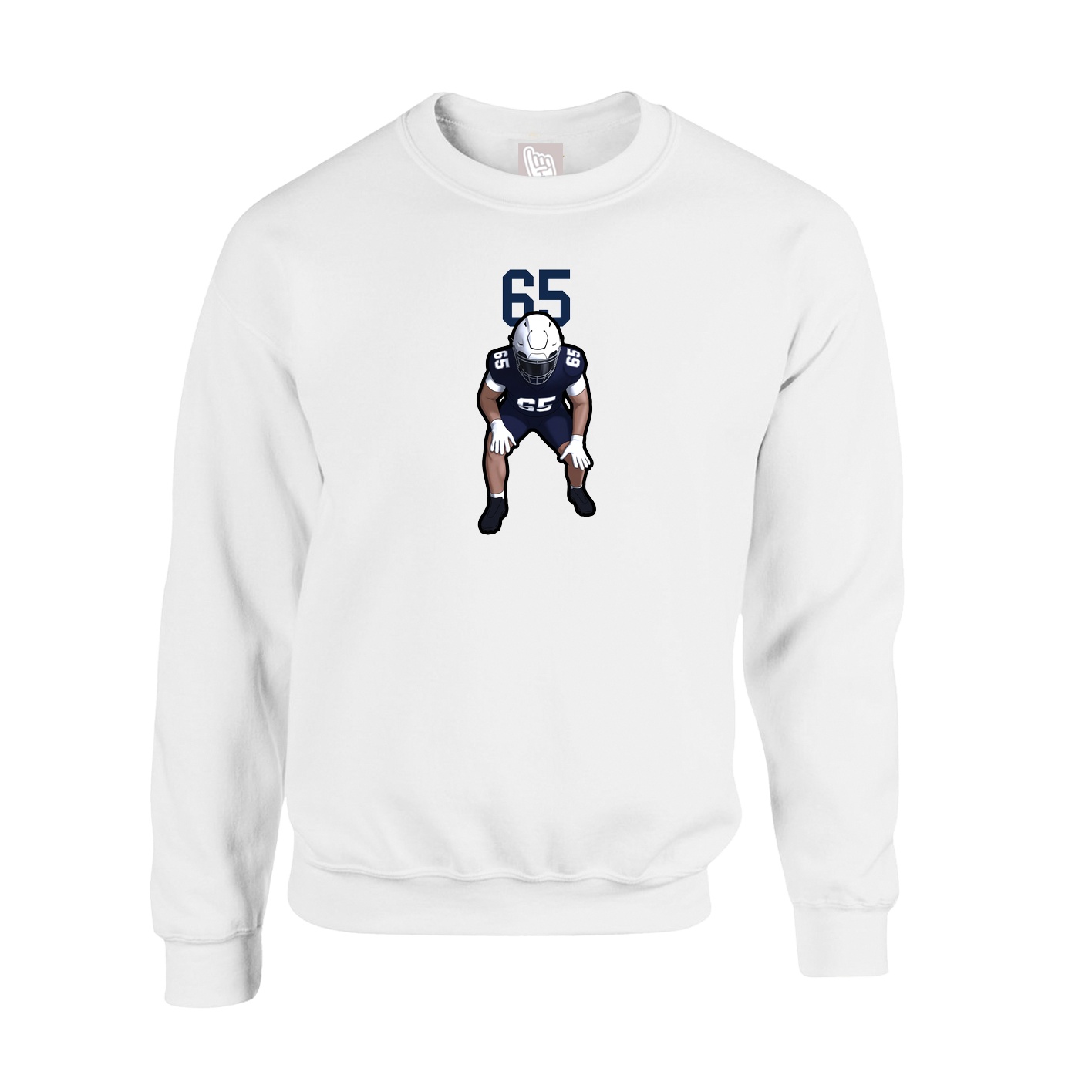 Fleece Crew — Number Top in White