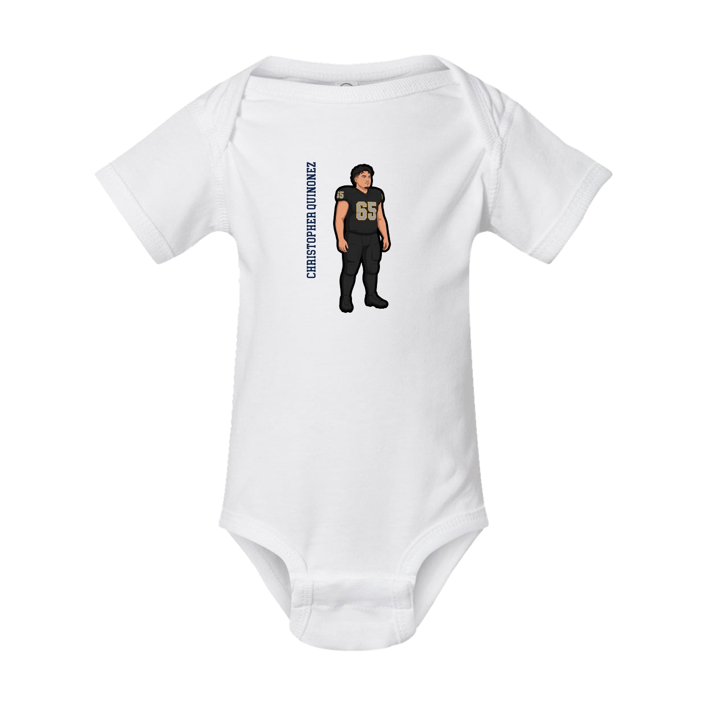 Baby Onesie — Name Vertical in White