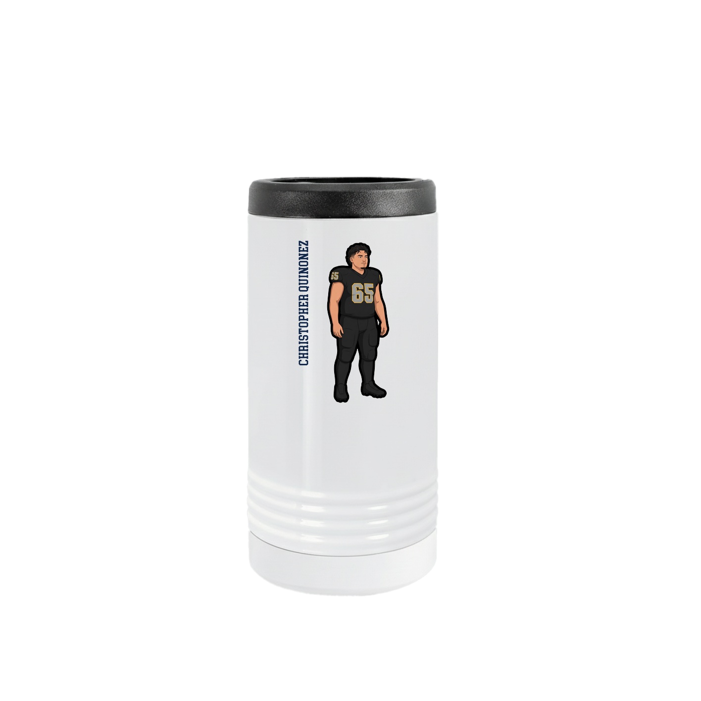 Slim Beverage Holder — Name Vertical in White