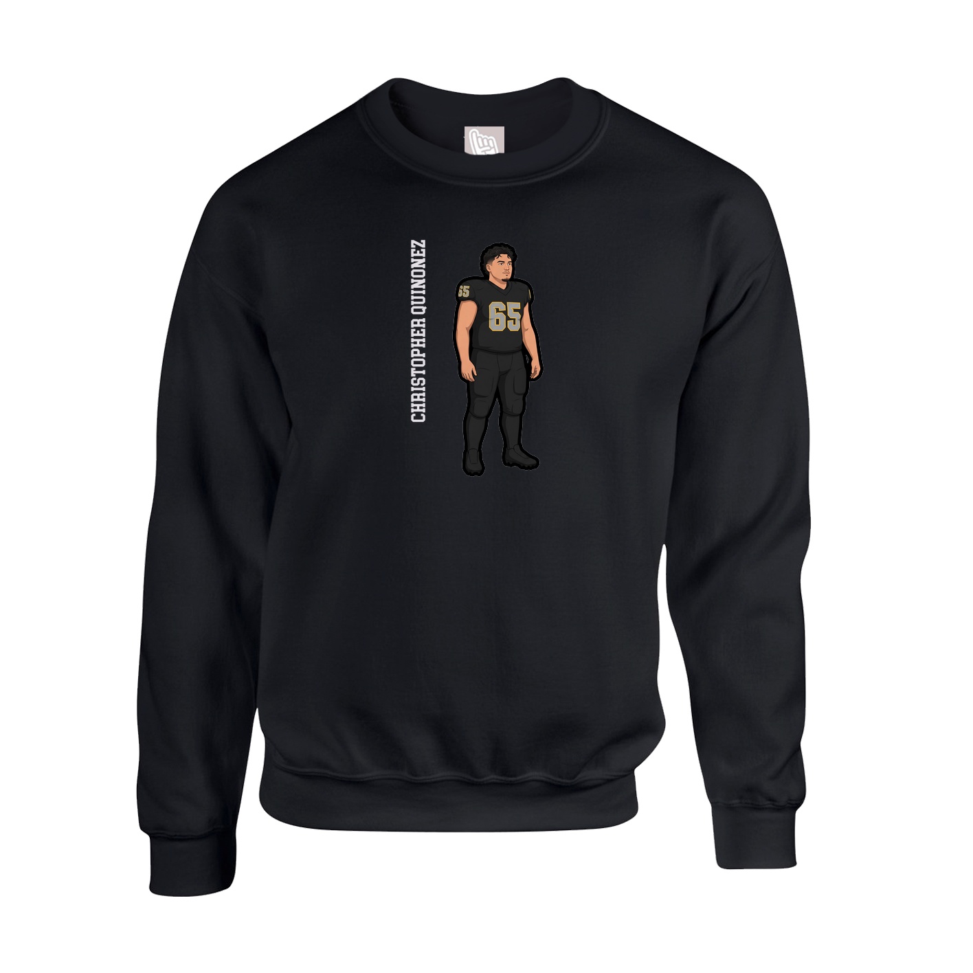 Fleece Crew — Name Vertical in Black