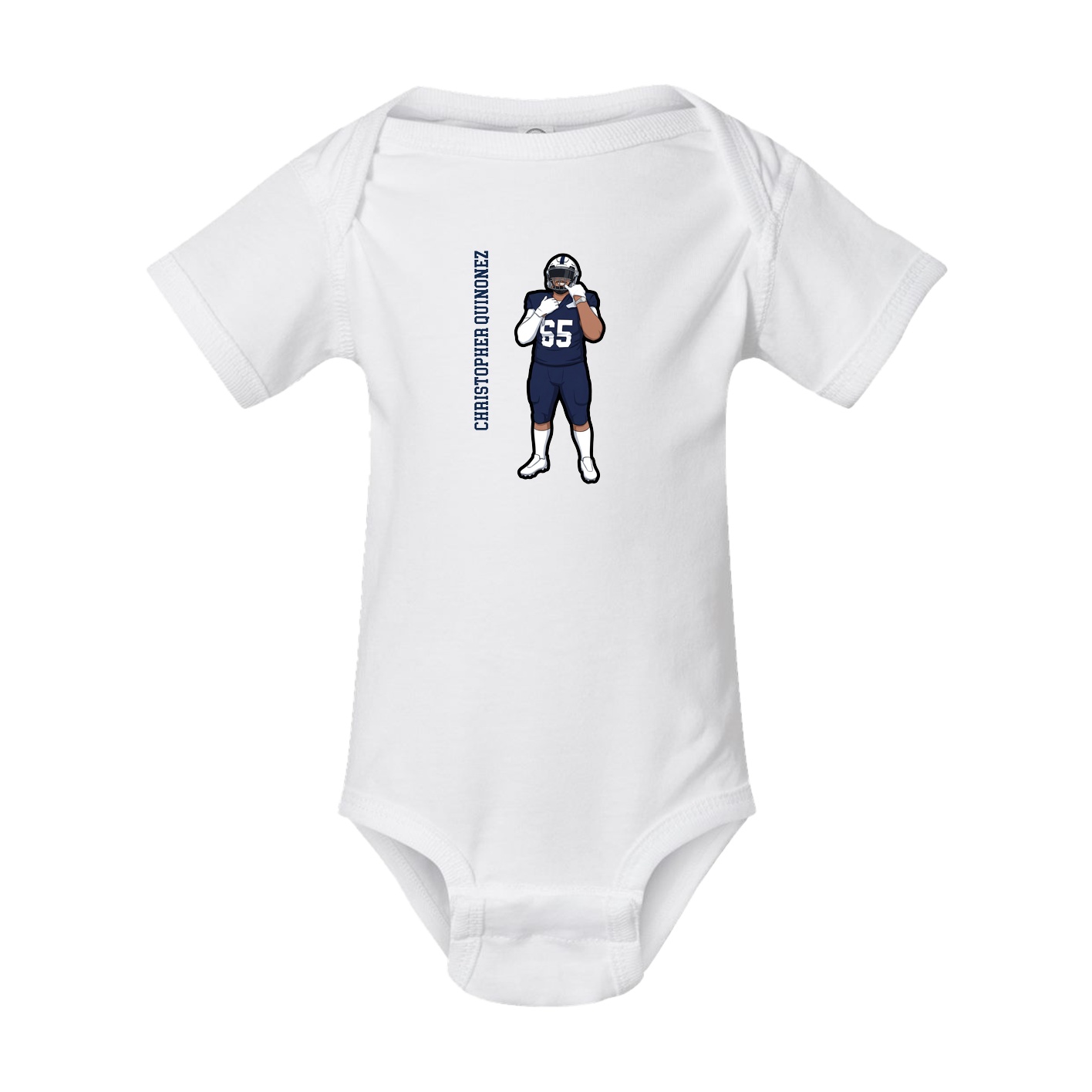 Baby Onesie — Name Vertical in White