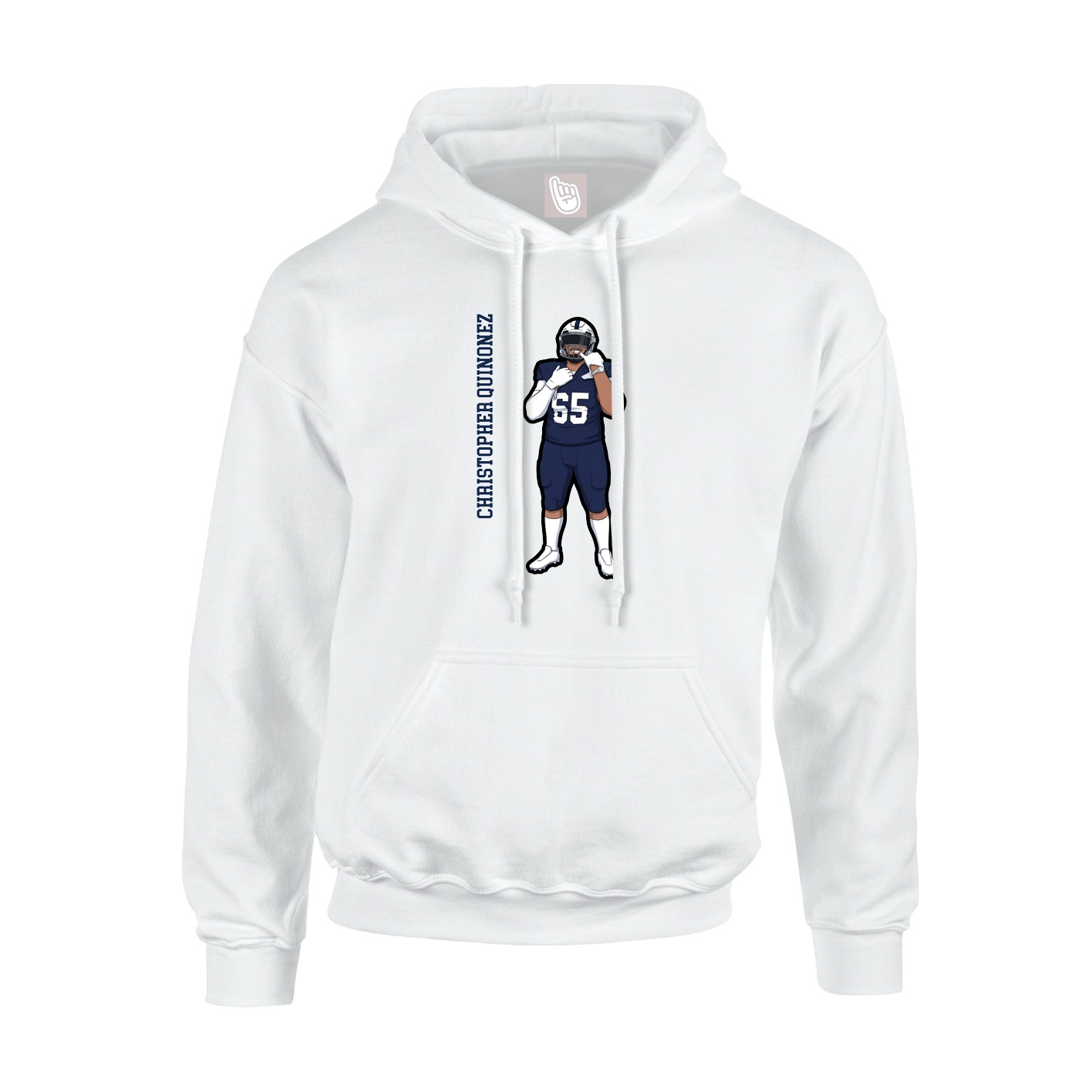 Youth Hoodie — Name Vertical in White