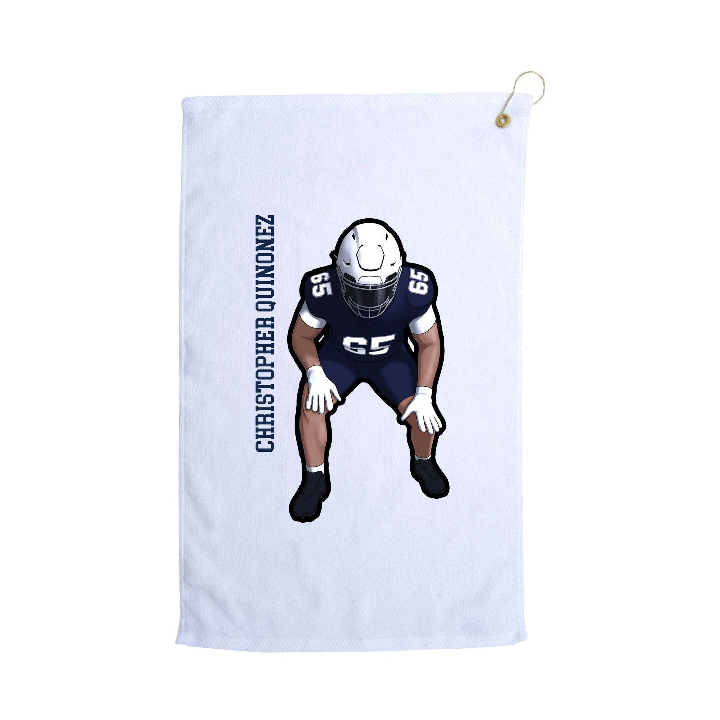 Golf Towel — Name Vertical in White