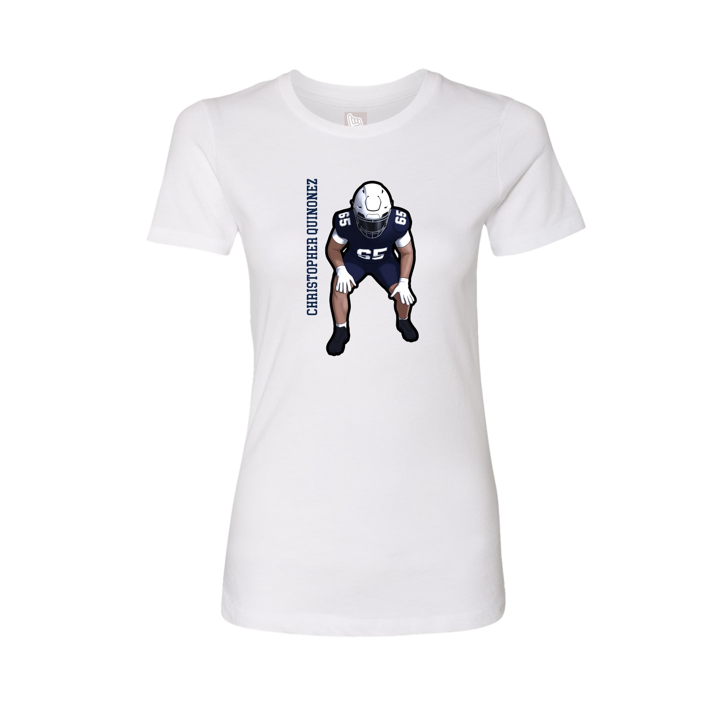 Fitted Women's Tee — Name Vertical in White