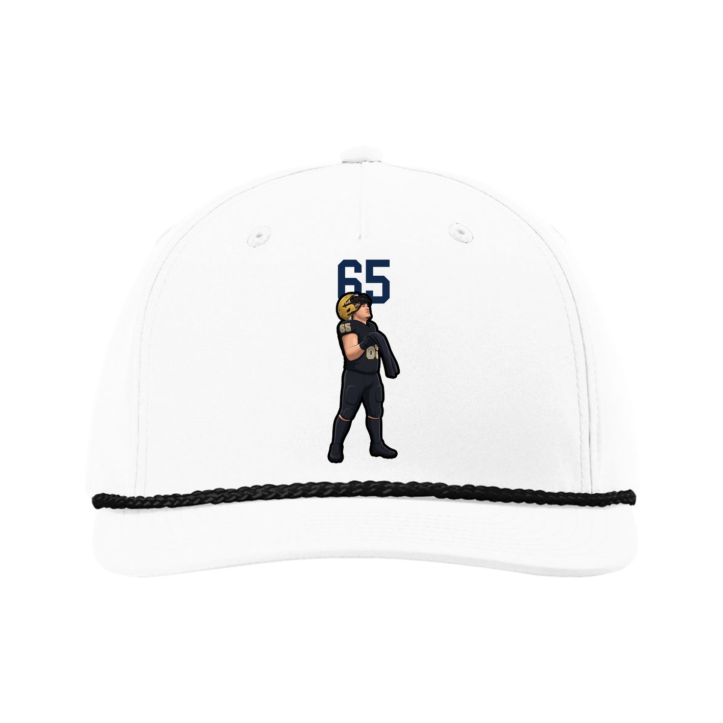Five-Panel Classic Rope Cap — Number Top in White