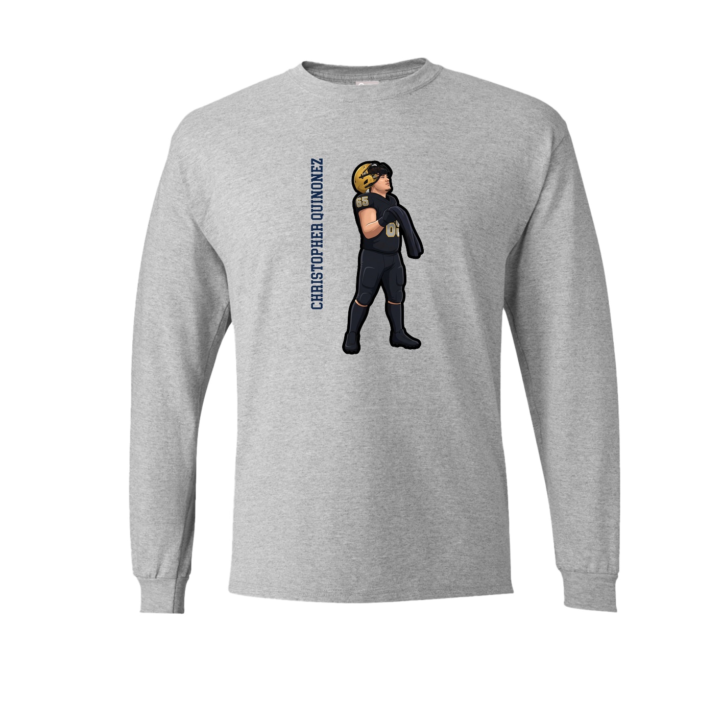 Long Sleeve Tee — Name Vertical in Grey