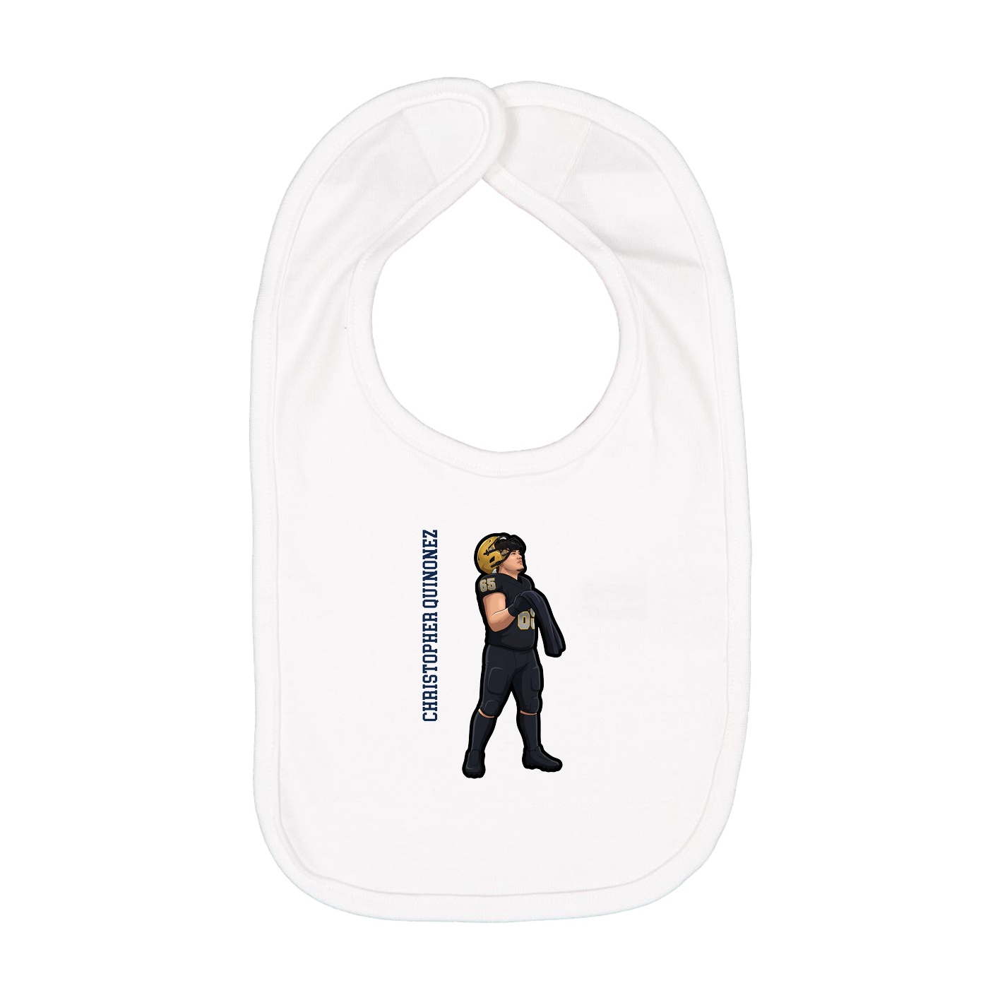 Infant Bib — Name Vertical in White