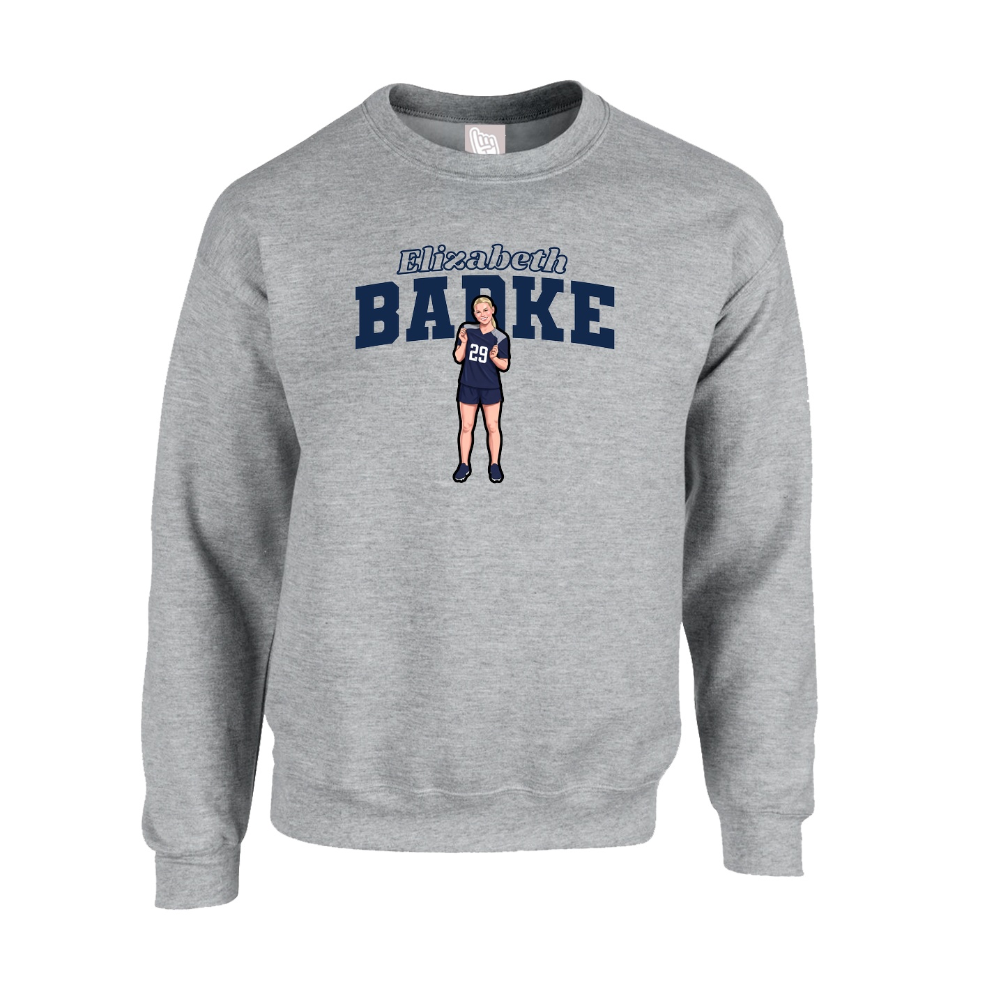 Fleece Crew — Name Arch in Grey