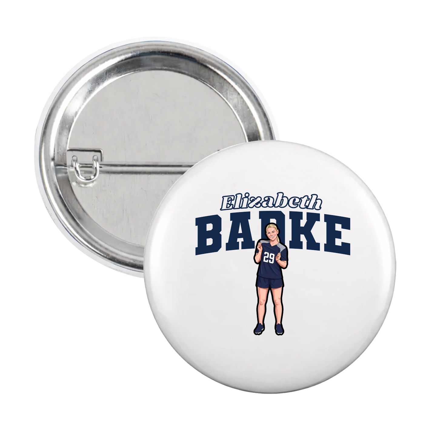 Game Day Button — Name Arch in White