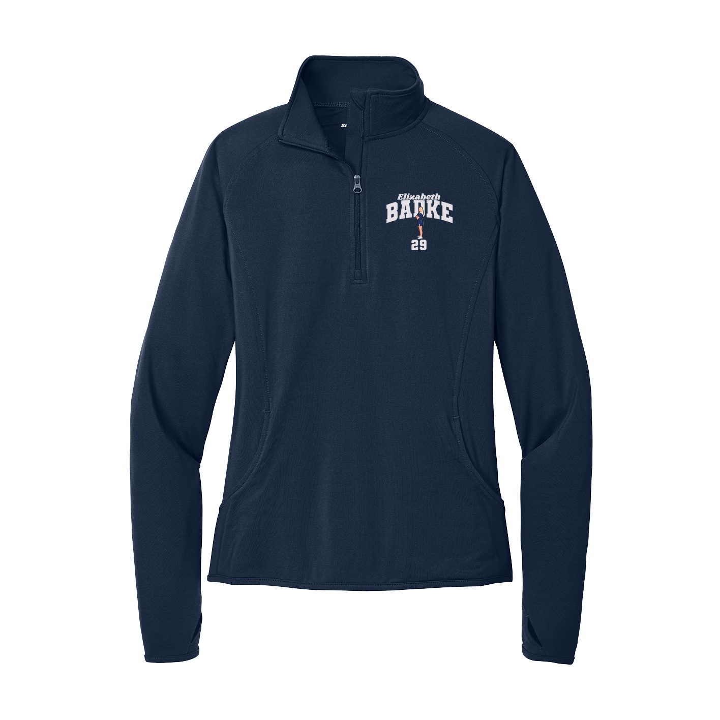 Women's Q-Zip Pullover — Signature Arch in Navy
