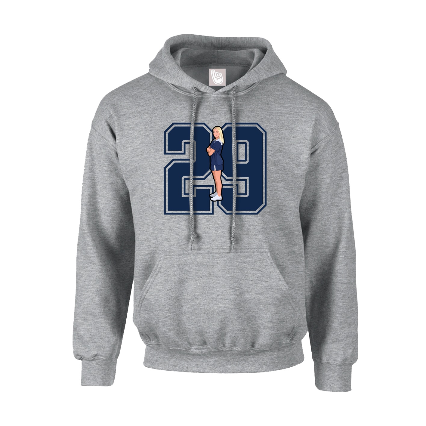 Hoodie — Number in Grey