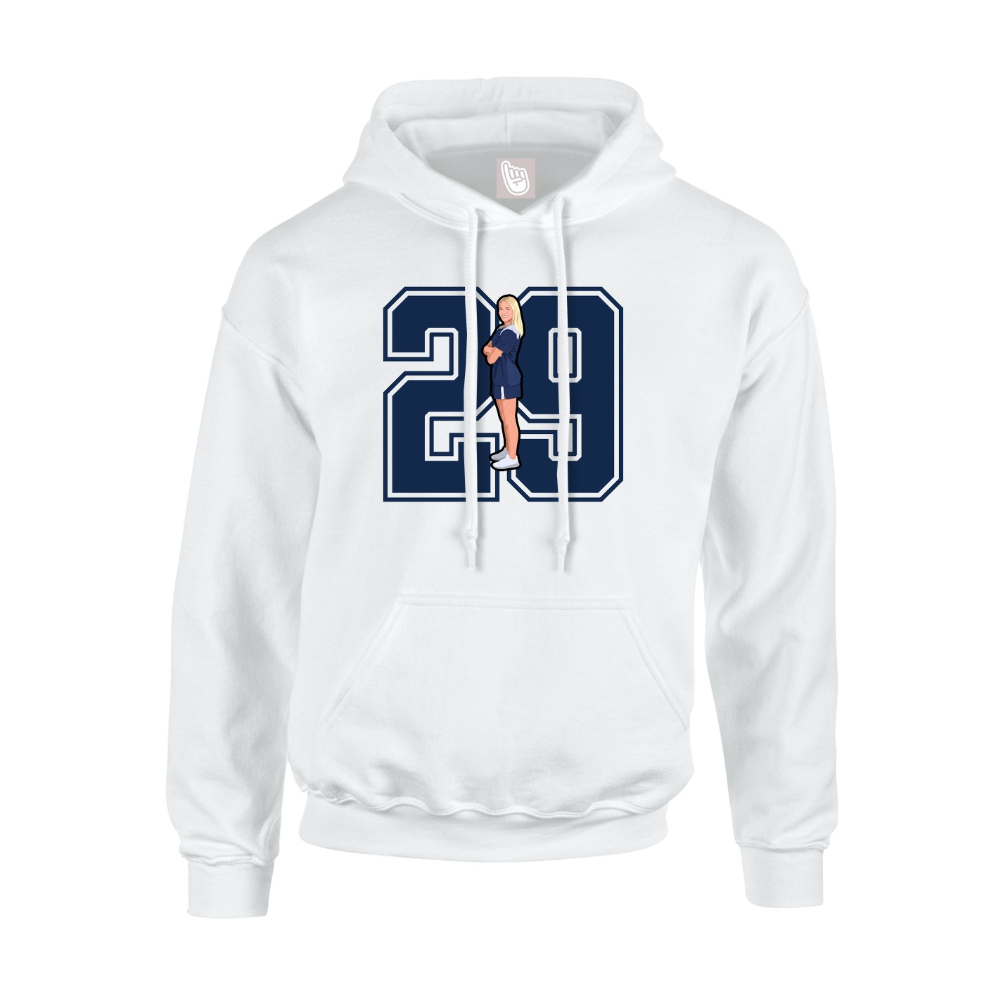 Hoodie — Number in White