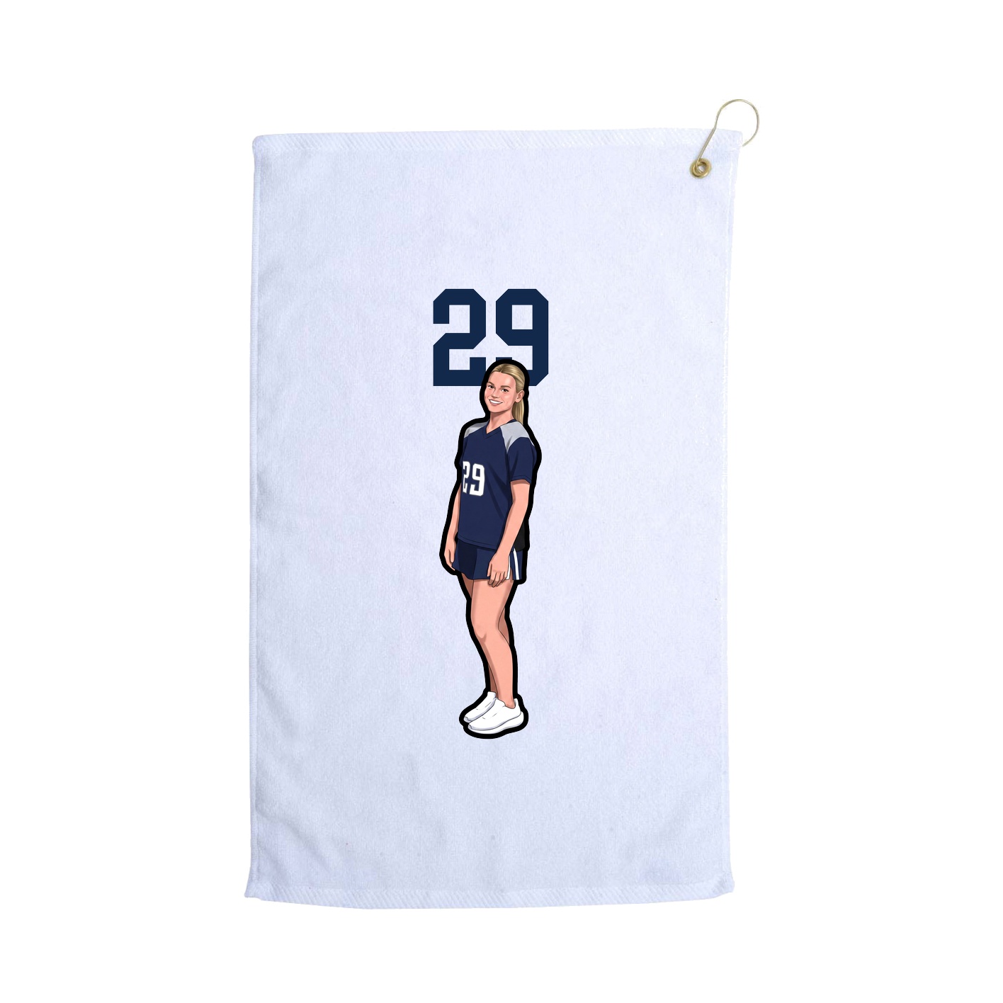 Golf Towel — Number Top in White
