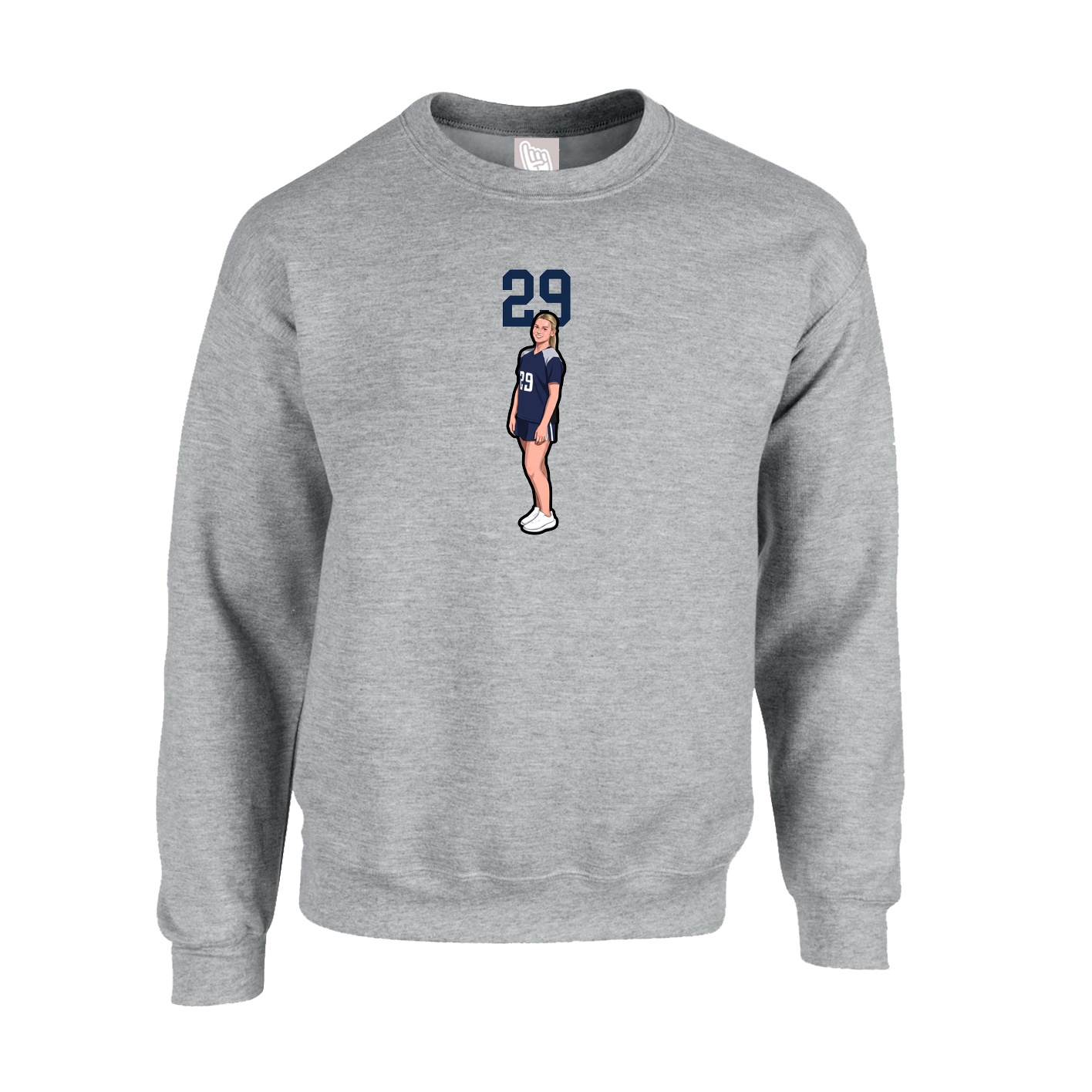 Fleece Crew — Number Top in Grey
