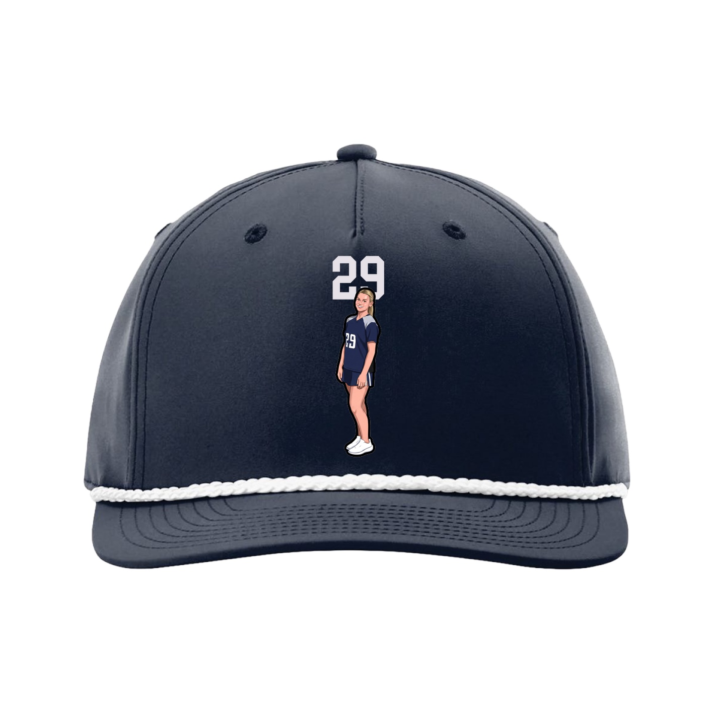 Five-Panel Classic Rope Cap — Number Top in Navy