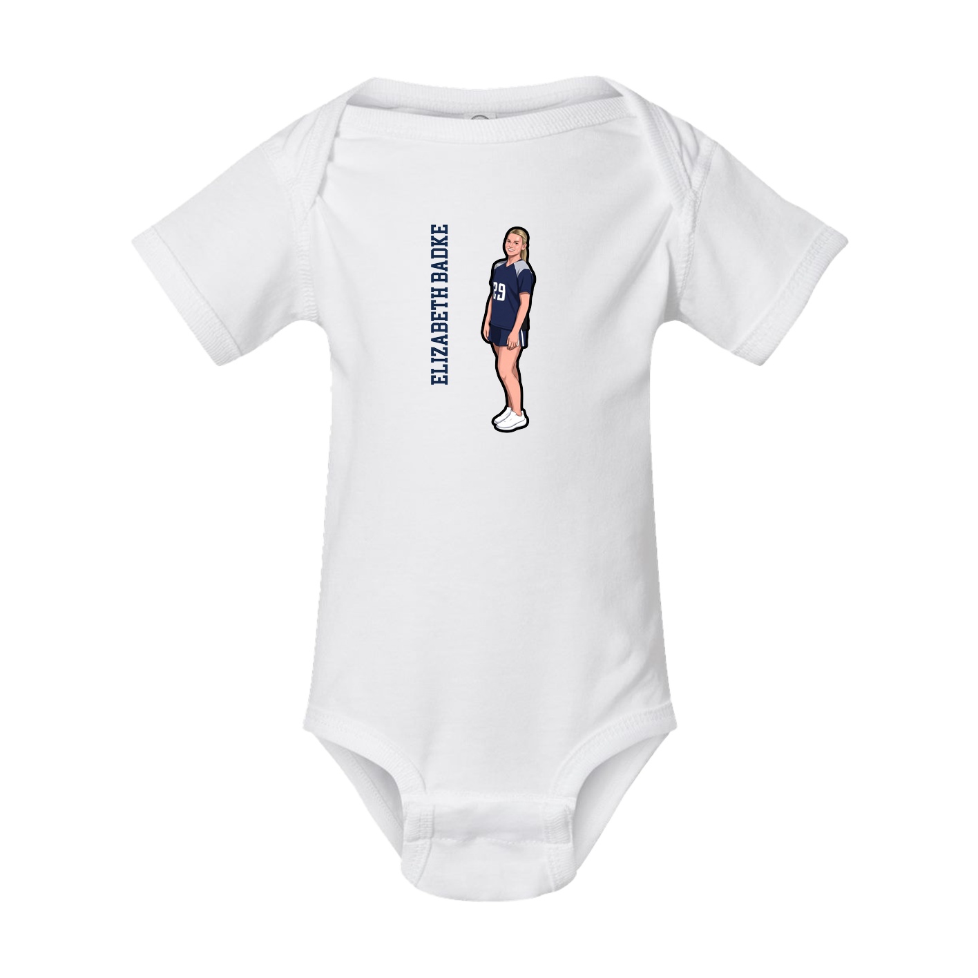 Baby Onesie — Name Vertical in White