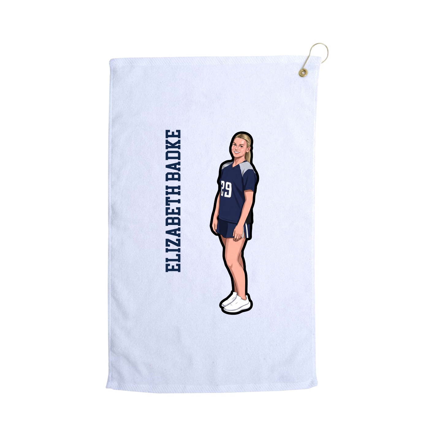 Golf Towel — Name Vertical in White
