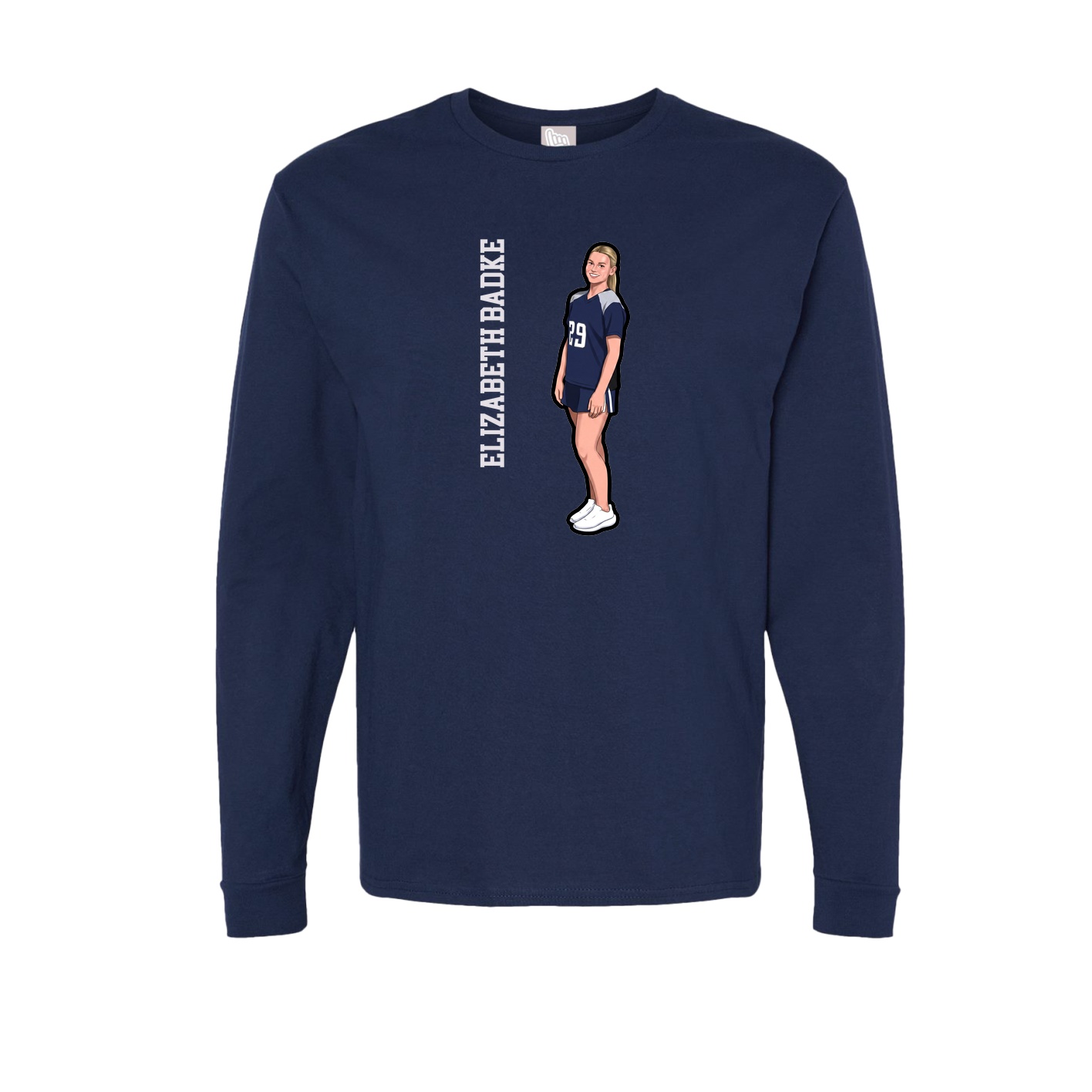 Long Sleeve Tee — Name Vertical in Navy
