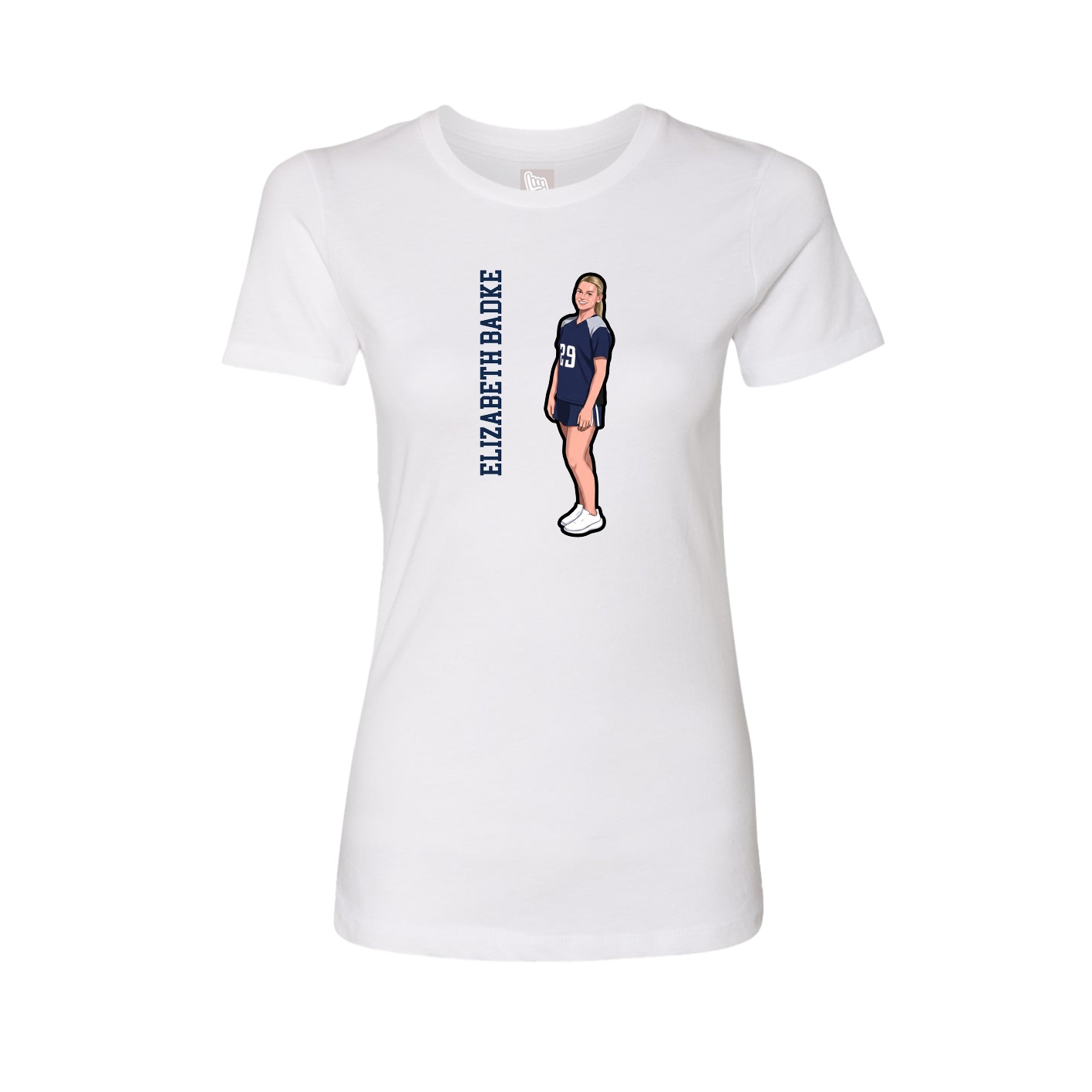 Womens Tee — Name Vertical in White
