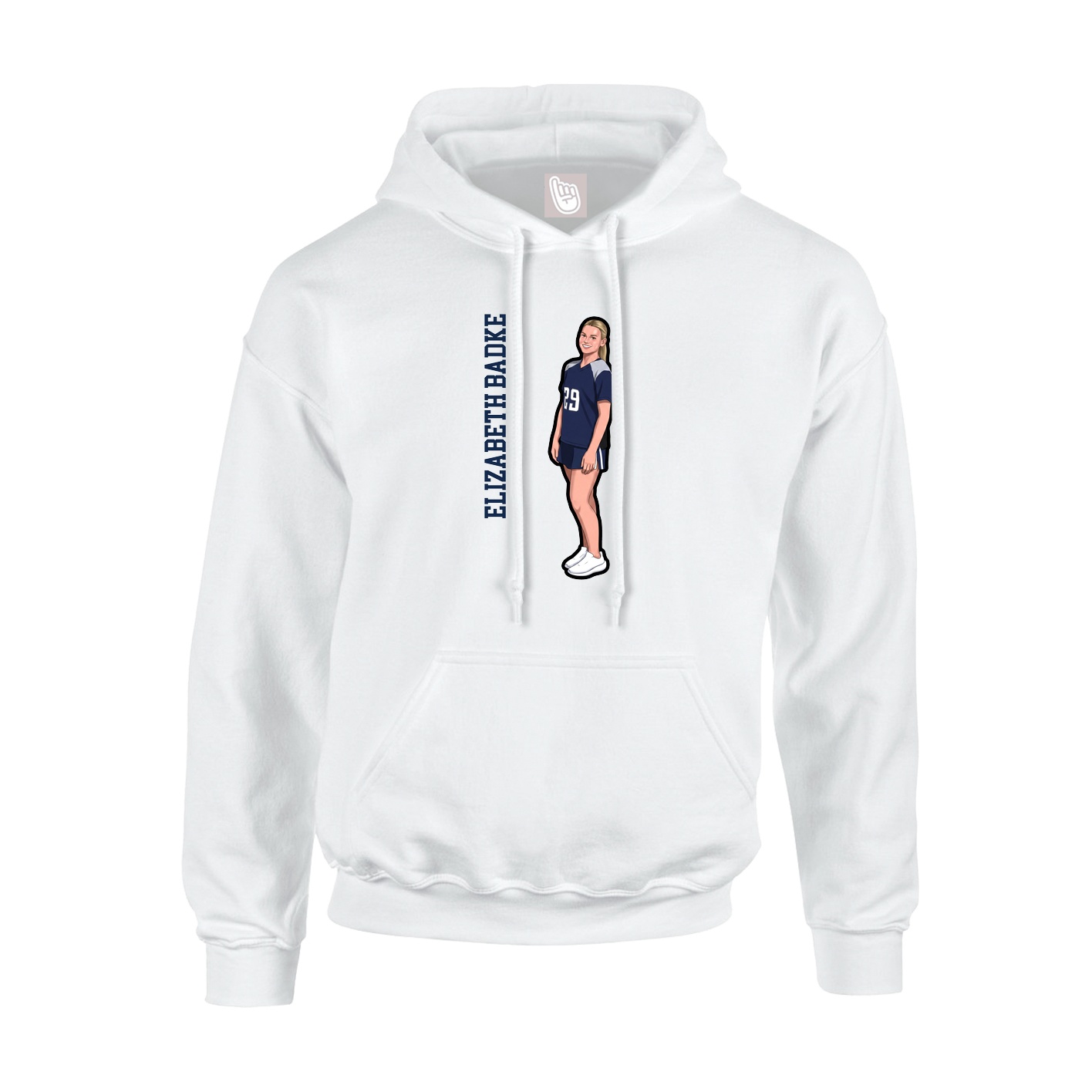 Youth Hoodie — Name Vertical in White