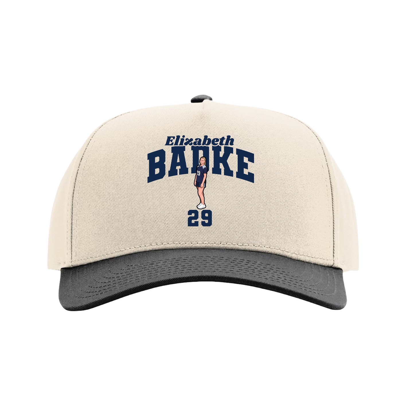 Full Fabric Five-Panel Champ Cap — Signature Arch in Cream/Black