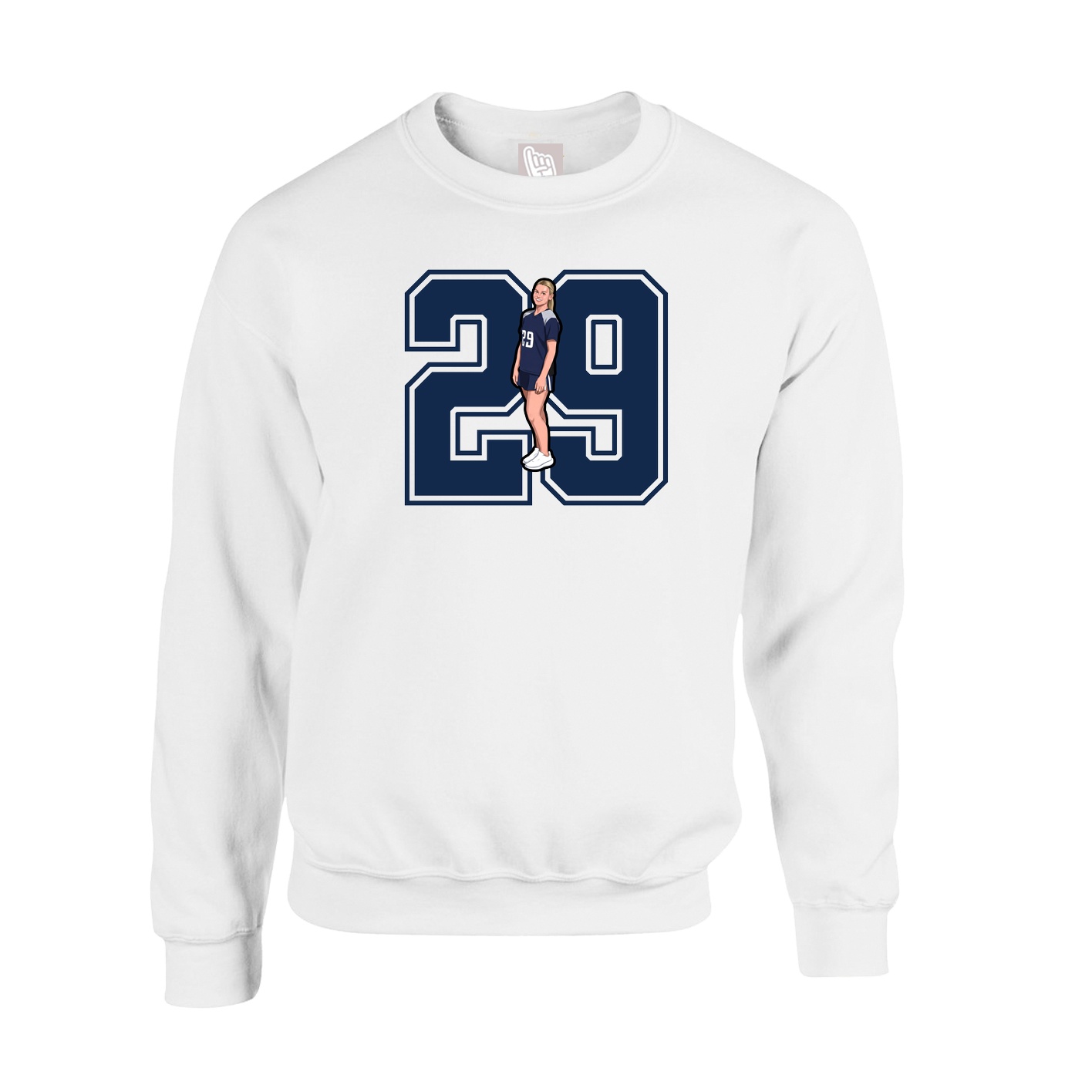 Fleece Crew — Number in White
