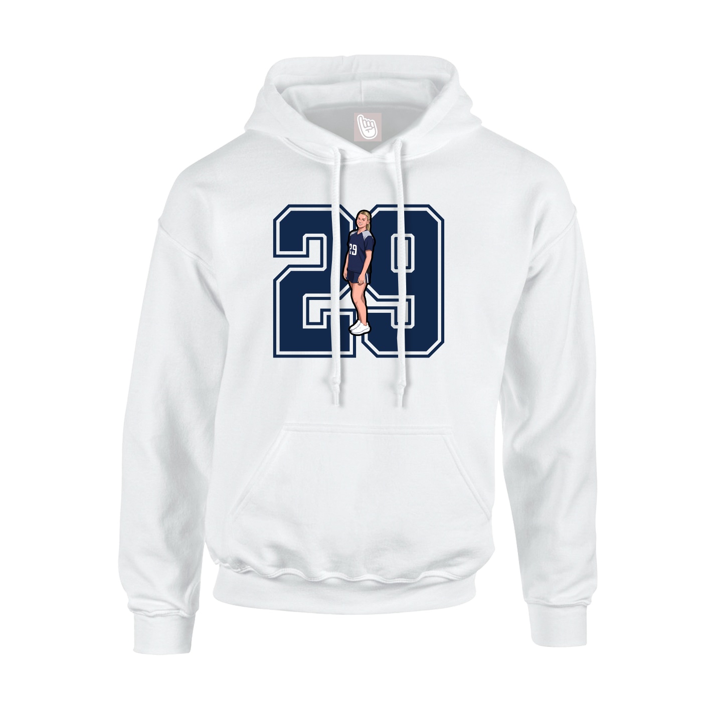 Youth Hoodie — Number in White