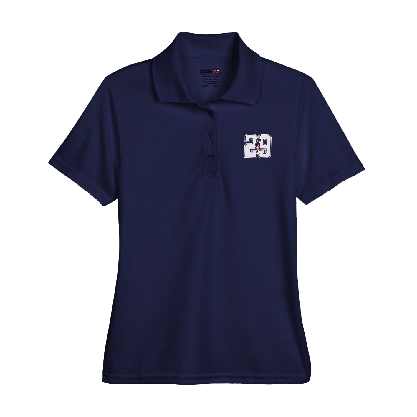Womens Performance Polo — Number in Navy