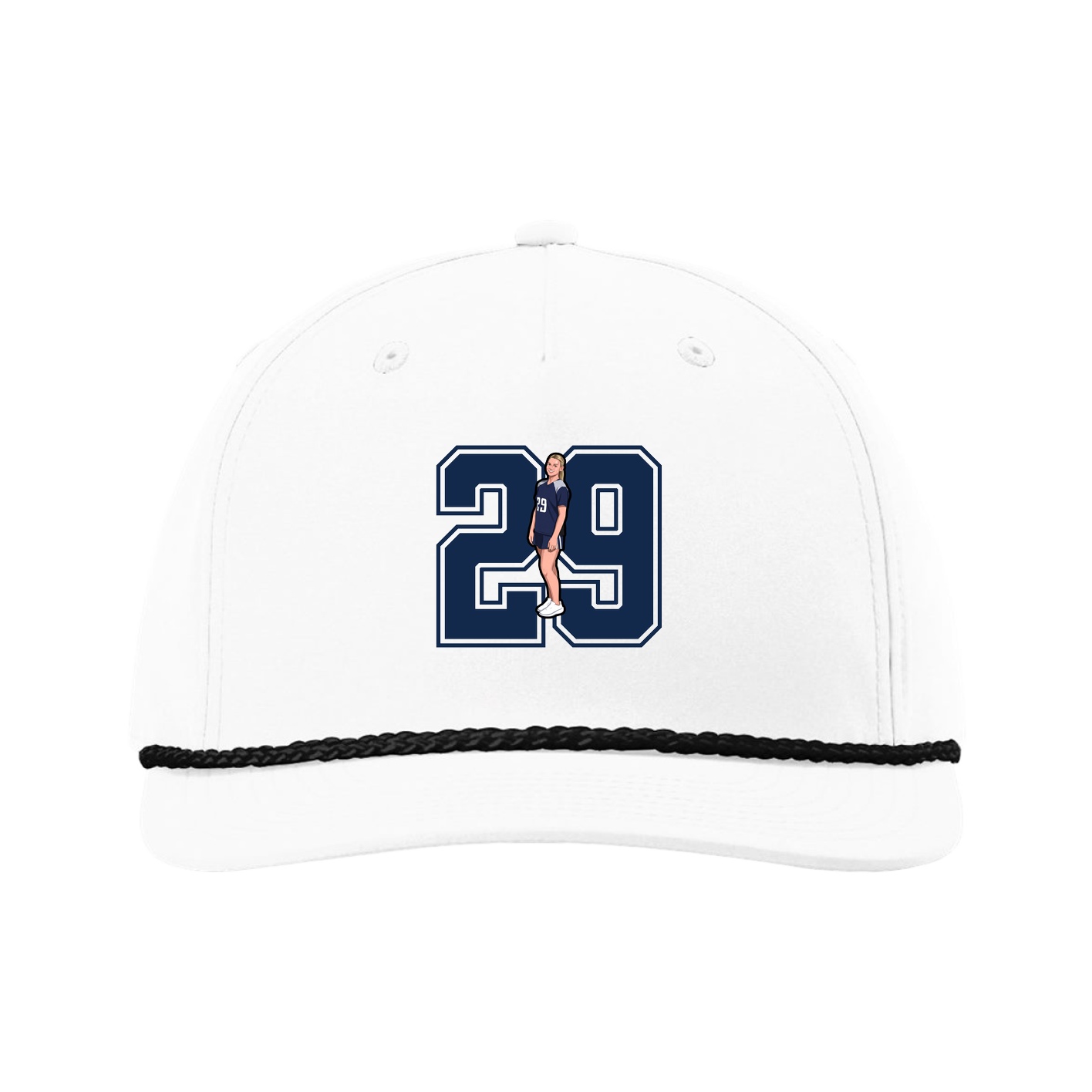 Five-Panel Classic Rope Cap — Number in White