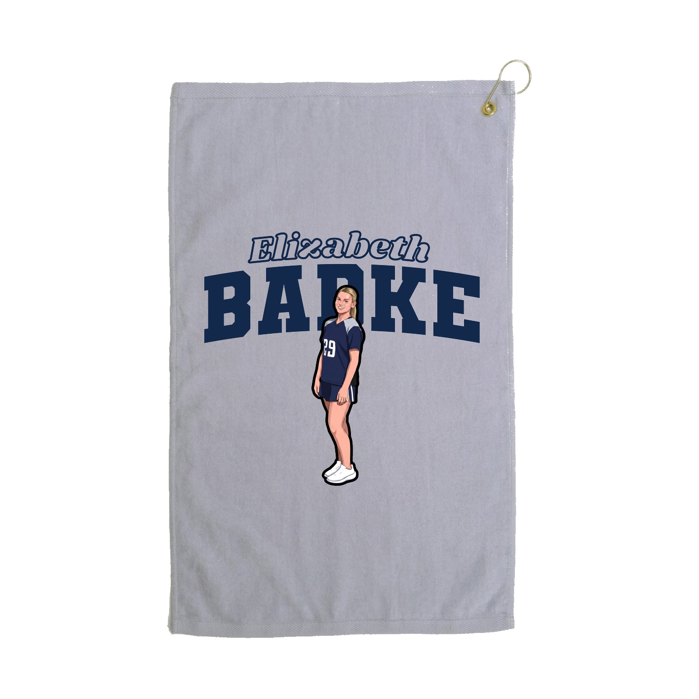 Golf Towel — Name Arch in Grey