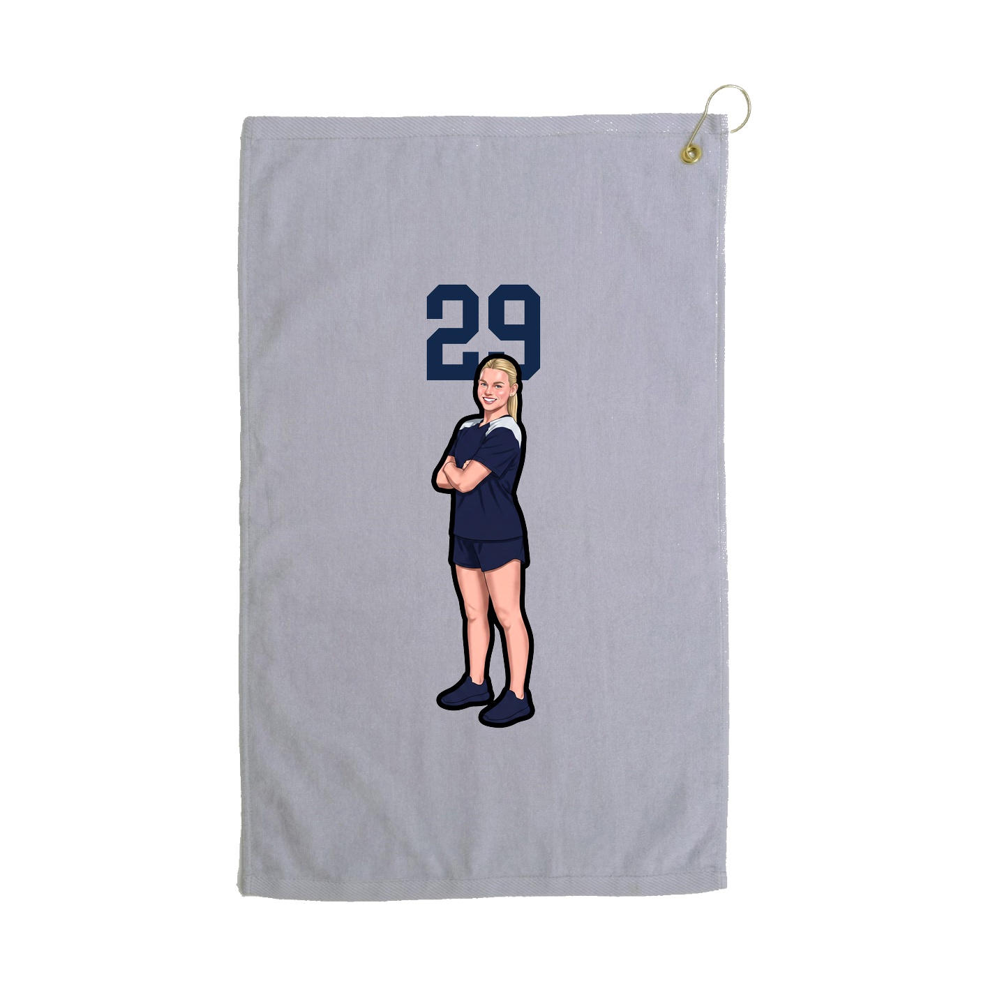 Golf Towel — Number Top in Grey